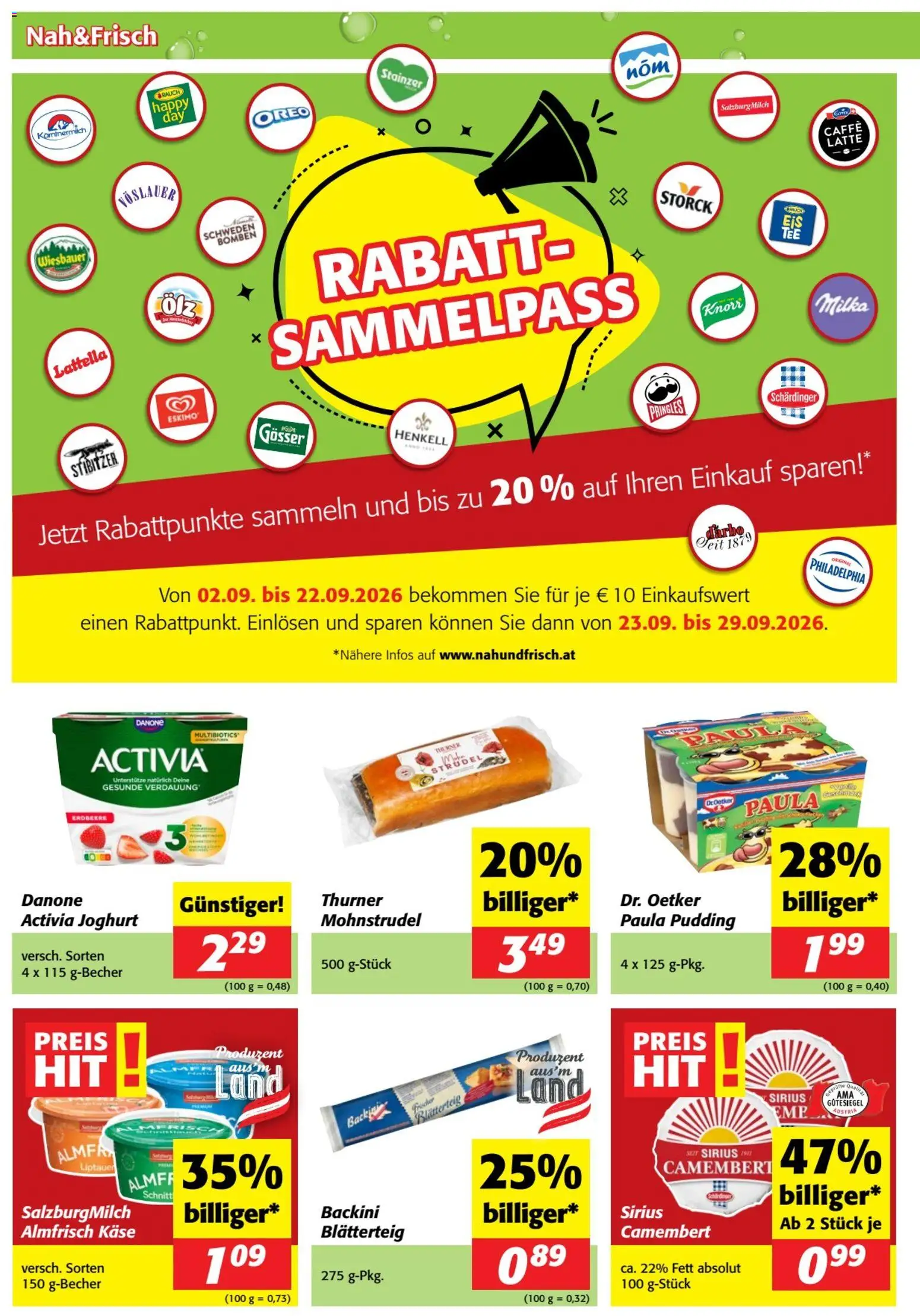 Nah und Frisch Flugblatt gültig ab 02.09.2026 | Seite: 2 | Produkte: Milch, Käse, Joghurt
