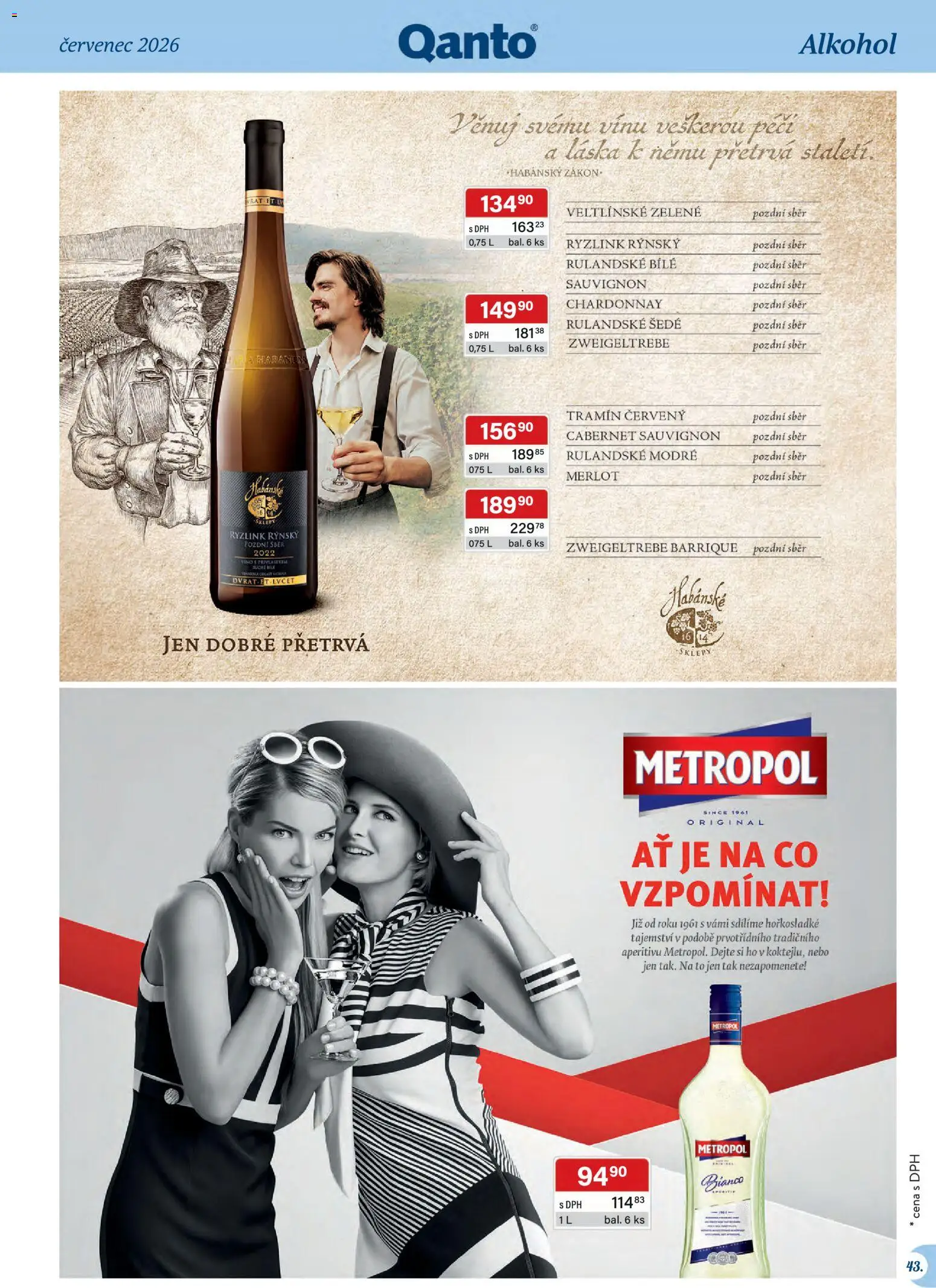 Astur & Qanto leták - Velkoobchod 07/2026 od 01.07.2026 | Strana: 43 | Produkty: Víno, Merlot, Cabernet Sauvignon, Tramín červený