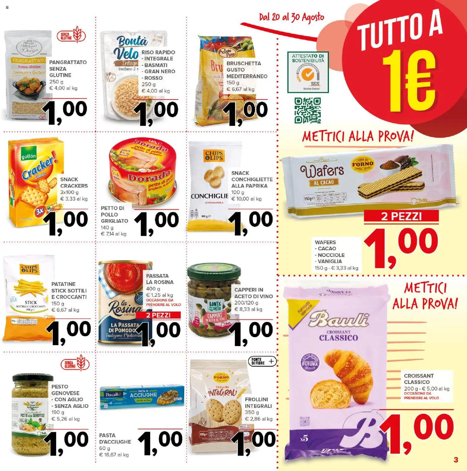 Volantino Todis del 20/08/2026 | Pagina: 3 | Prodotti: Petto di Pollo, Riso, Crackers, Forno