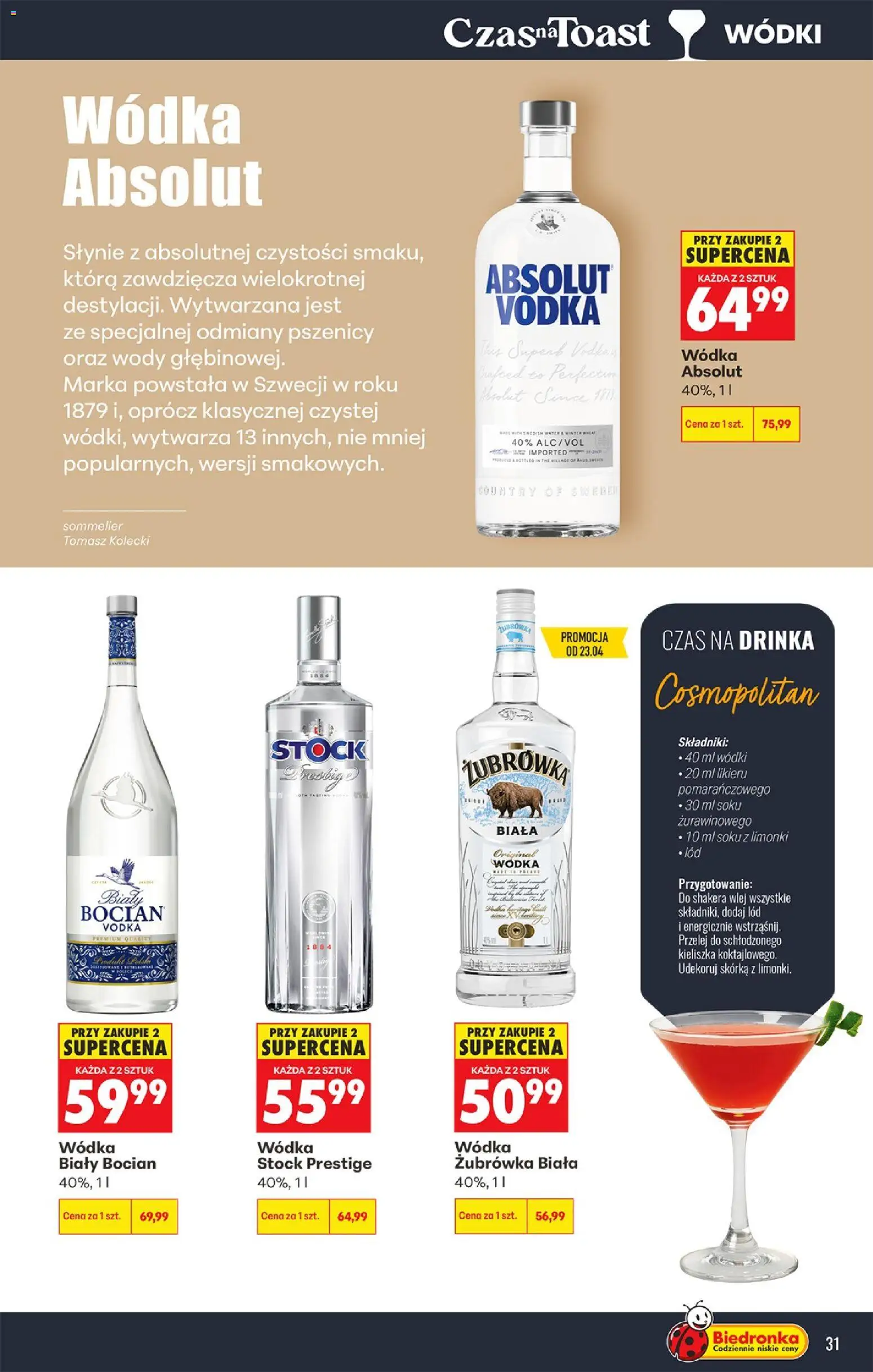 Biedronka Polsko leták - Czas na toast od 20.04.2026 | Strana: 31 | Produkty: Vodka, Zubrowka