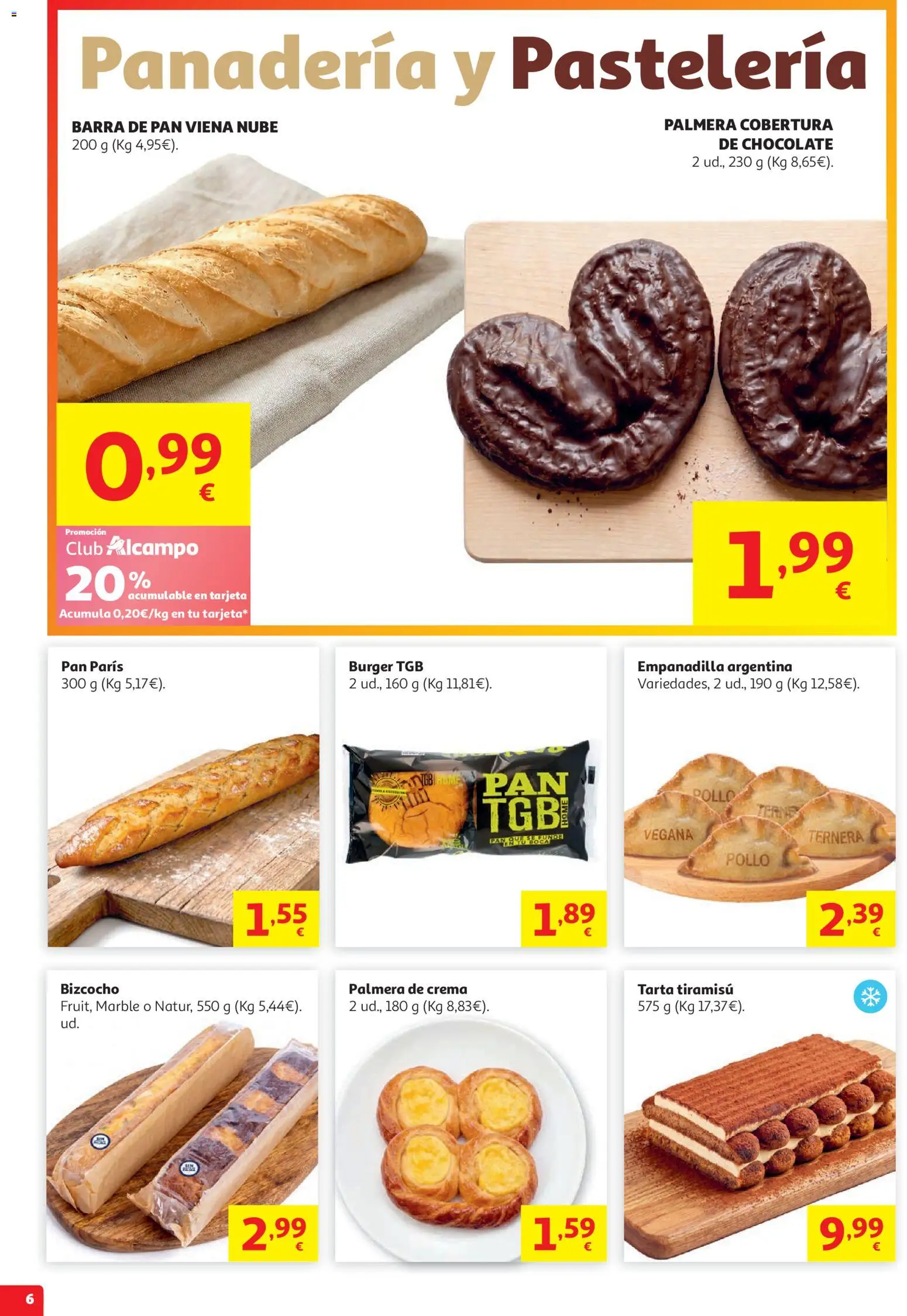 Alcampo HG Nacional No Litoral │ válido desde el 15/07/2026 | Página: 6 | Productos: Pan, Crema, Bizcocho, Panadería