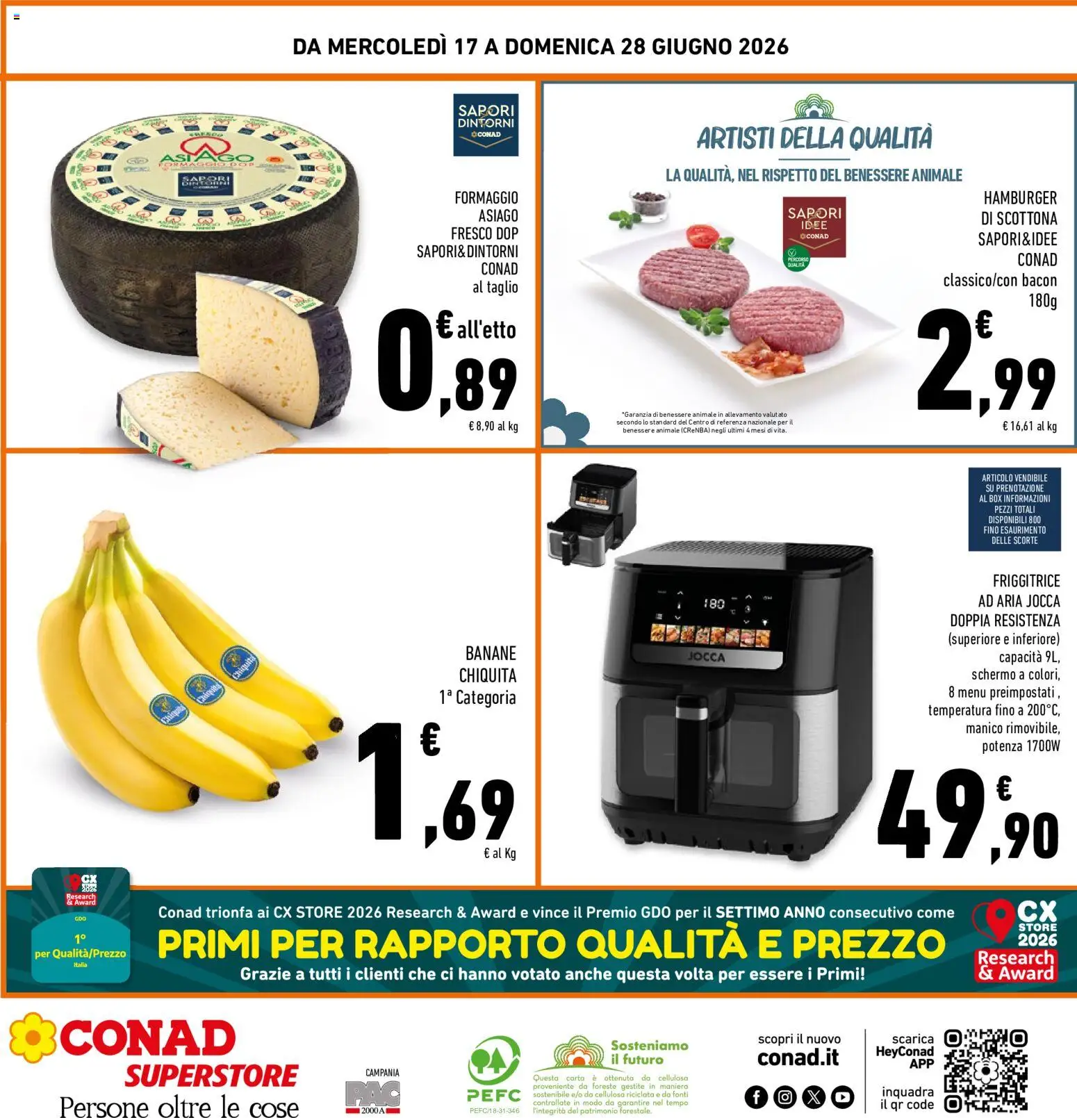 Volantino Conad del 17.06.2026 | Pagina: 32 | Prodotti: Schermo, Friggitrice ad aria, Formaggio, Friggitrice