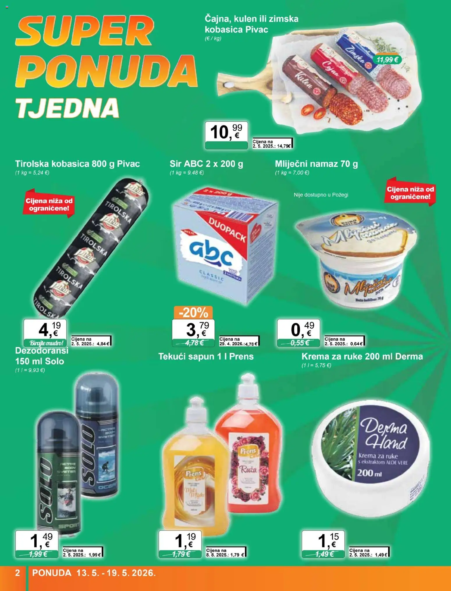 KTC katalog | vrijedi od 13.05.2026 | Stranica: 2 | Proizvodi: Mliječni namaz, Krema, Kobasica, Namaz