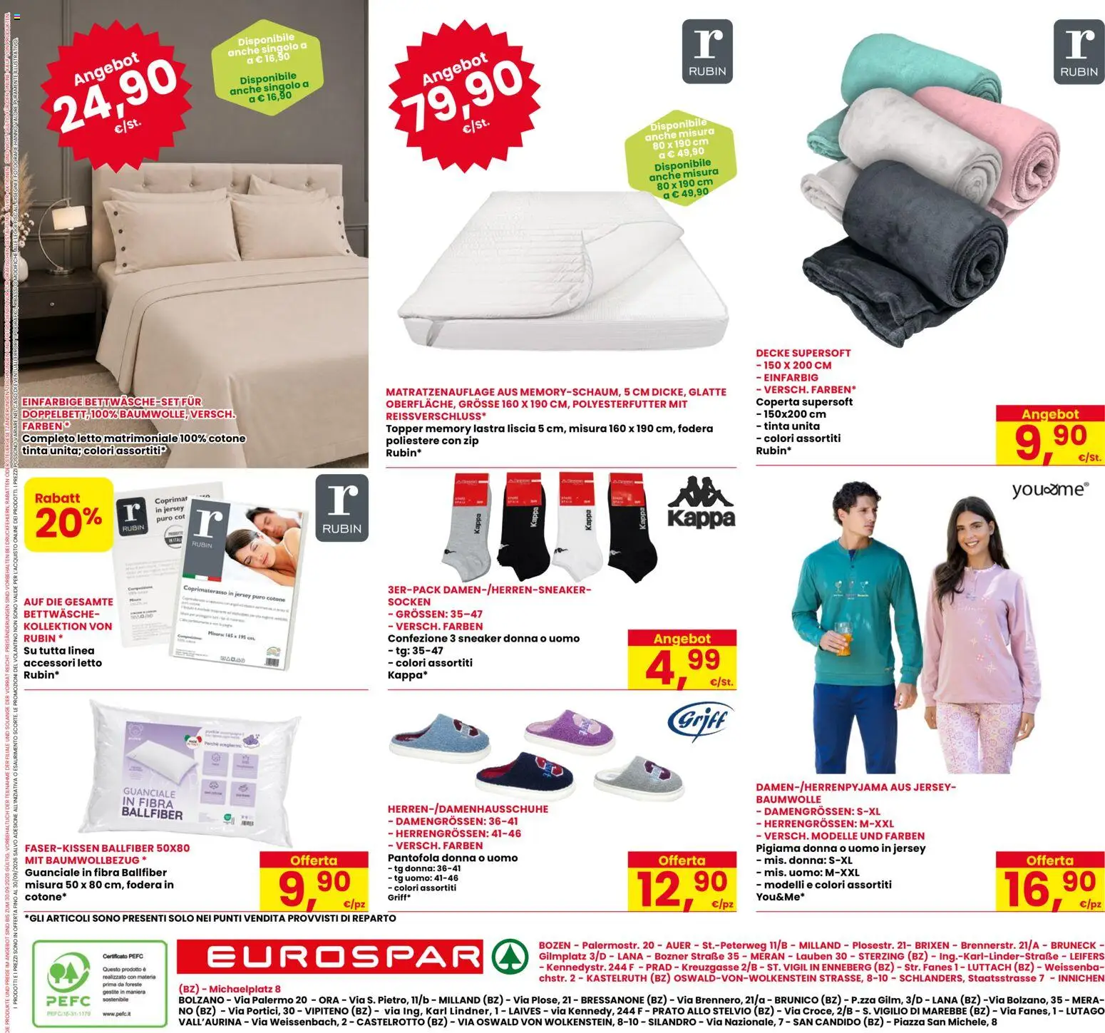 Volantino Eurospar del 17/09/2026 | Pagina: 24 | Prodotti: Pigiama, Letto matrimoniale, Coperta, Coprimaterasso