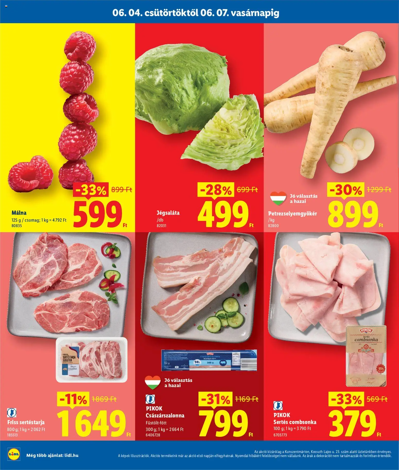 Lidl akciós ujság - amely érvényes a következő dátumtól: 04.06.2026 | Oldal: 2 | Termékek: Málna, Jégsaláta, Bacon, Császárszalonna