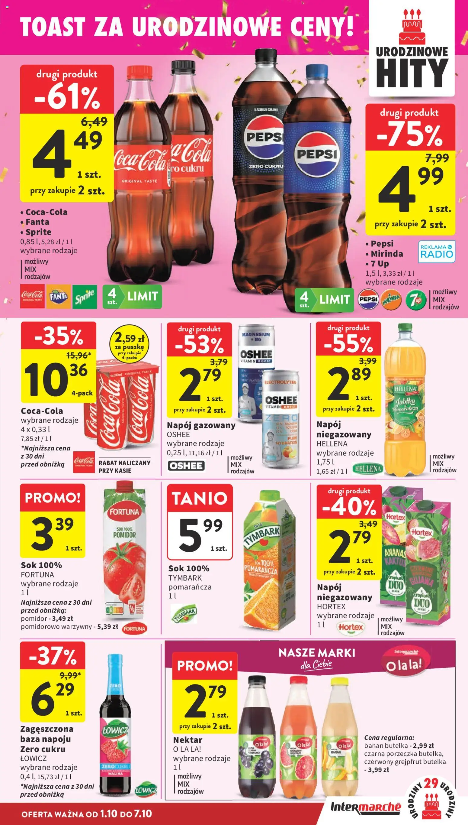 Intermarche gazetka od 01.10.2026 | Strona: 37 | Produkty: Radio, Sprite, Coca cola, Fanta