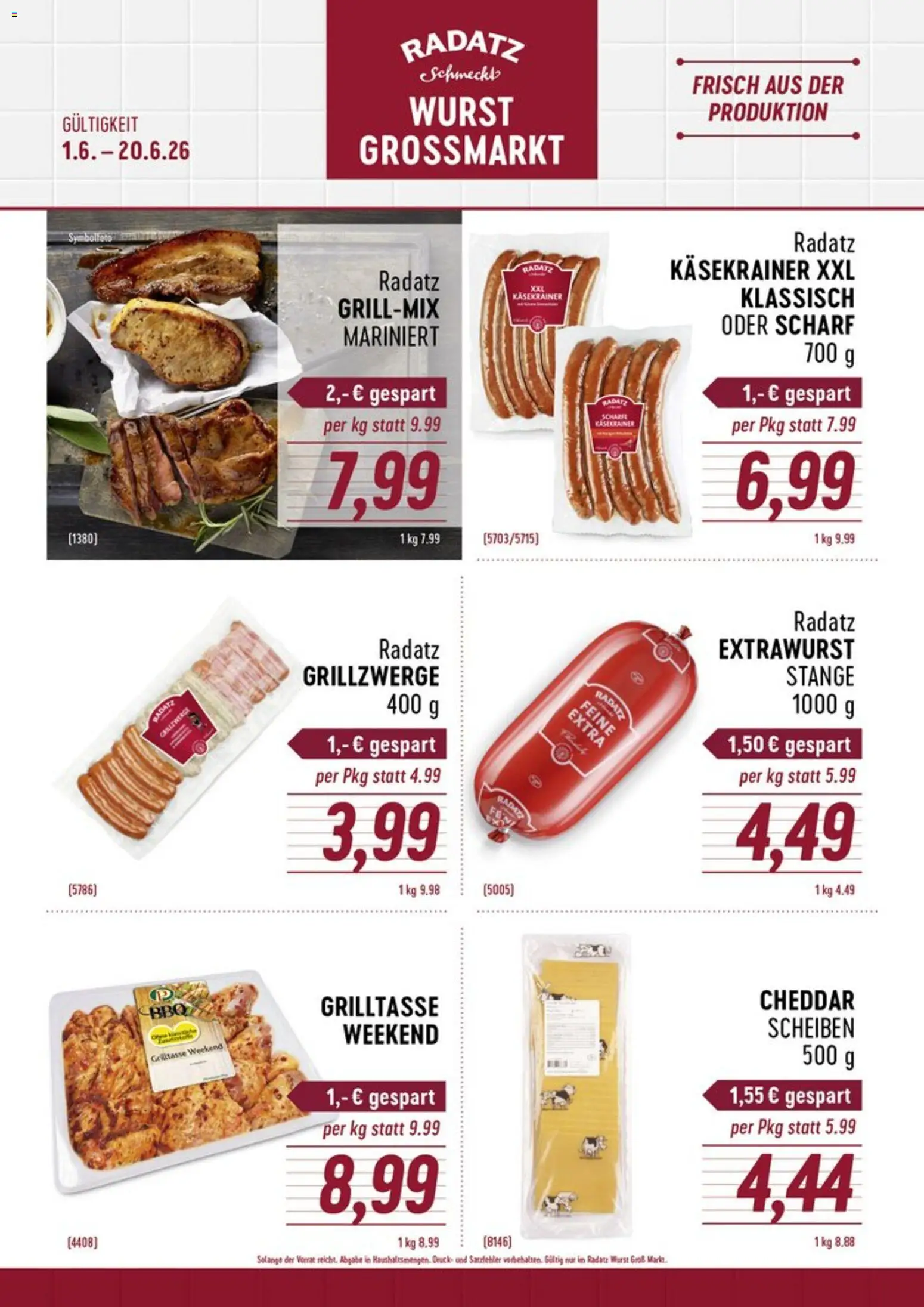 Radatz Flugblatt gültig ab 01.06.2026 | Seite: 1 | Produkte: Wurst