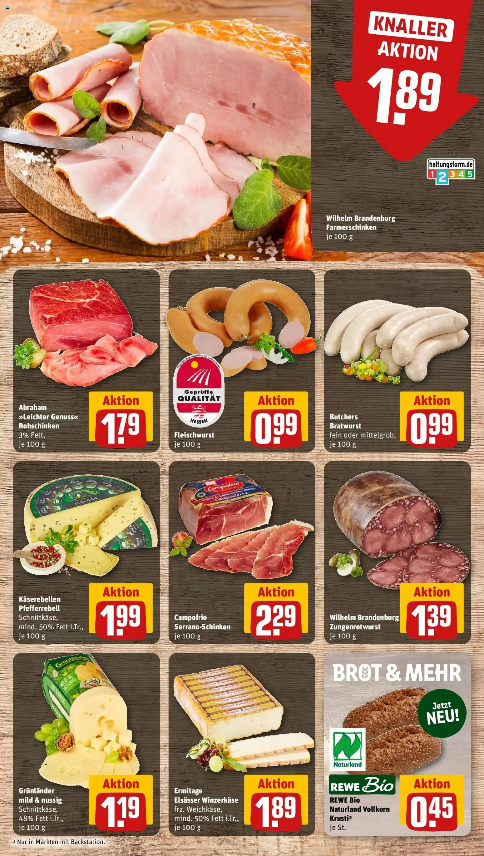 Rewe Prospekt Bischoffen / Niederweidbach – gültig ab 13.07.2026 | Seite: 9 | Produkte: Bratwurst, Grunlander, Brot