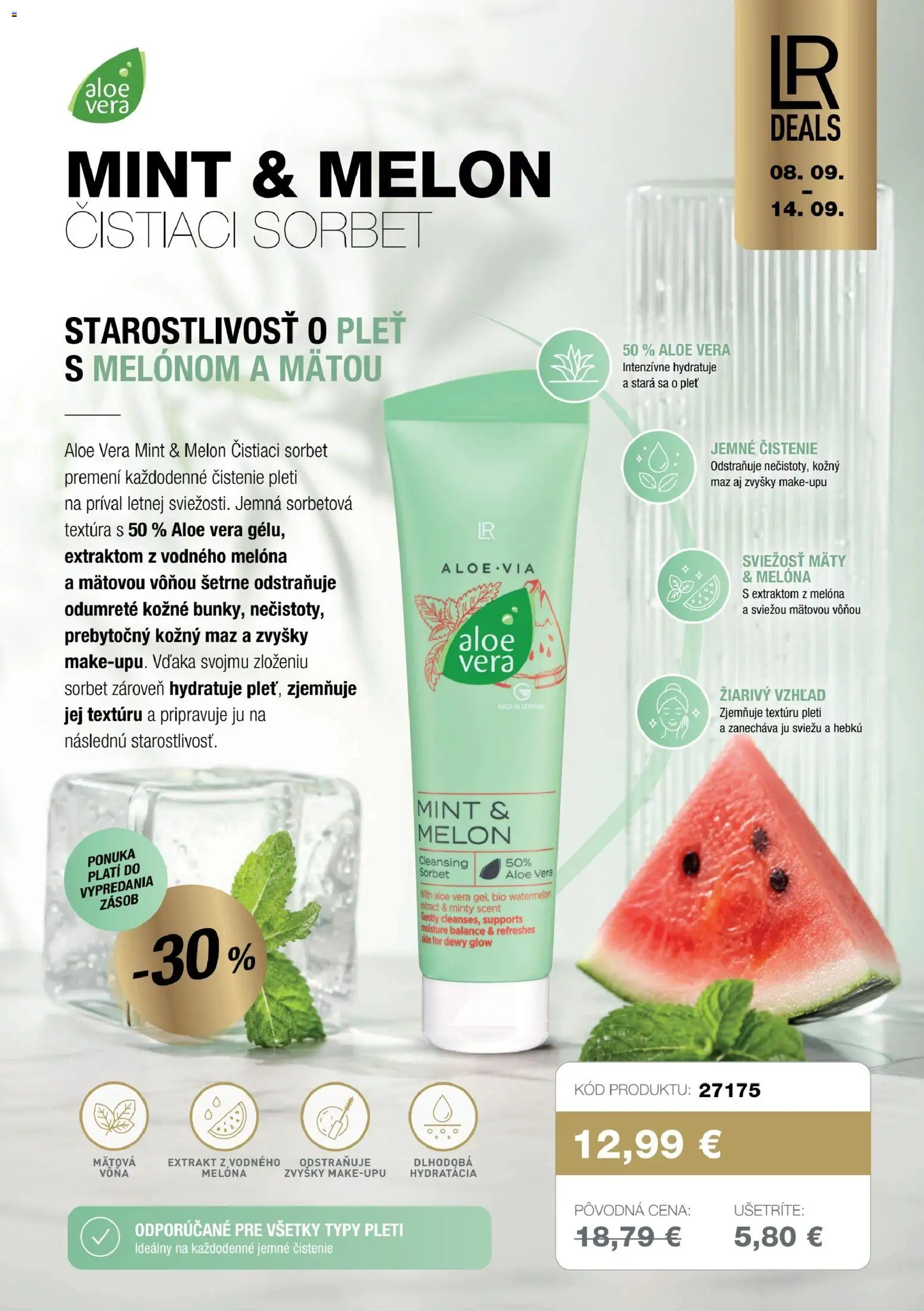 Nové LR akcie – leták je platný od 08.09.2026 | Strana: 6 | Produkty: Aloe Vera, Sorbet, Melón