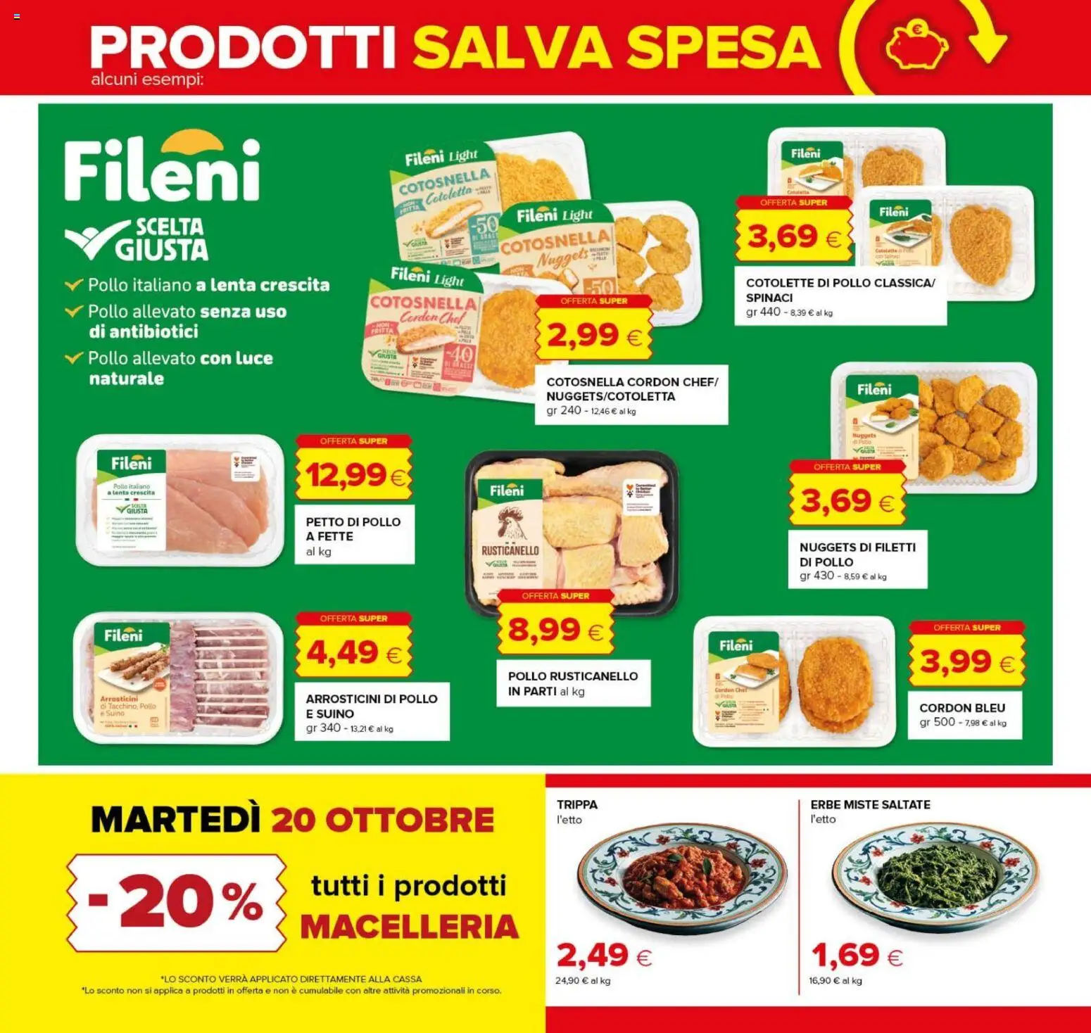 Volantino Oasi del 08/10/2026 | Pagina: 3 | Prodotti: Pollo, Nuggets, Spinaci, Cotolette di pollo