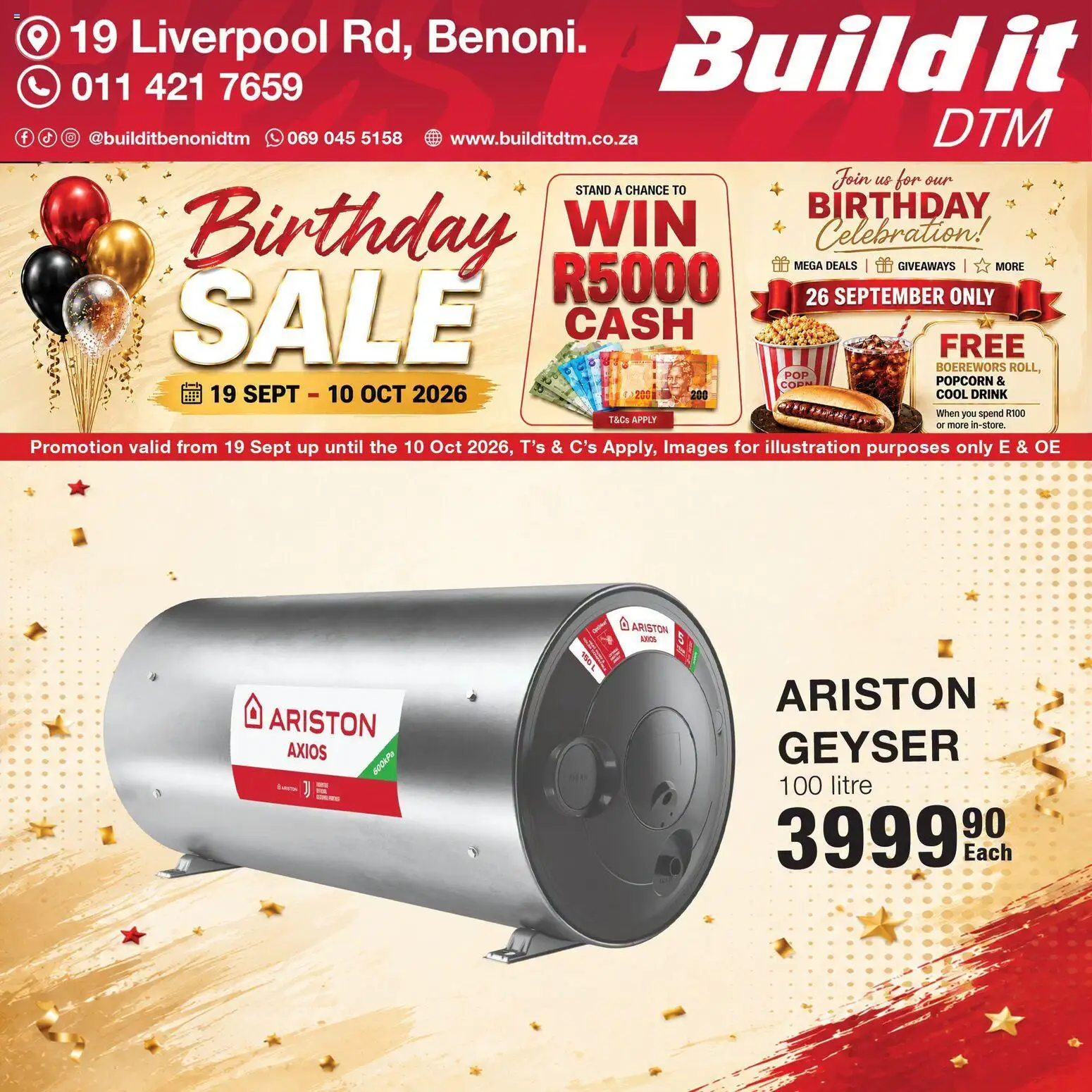 New Build It catalogue – valid from 19/09/2026 | Page: 8 | Products: Boerewors, Geyser, Popcorn
