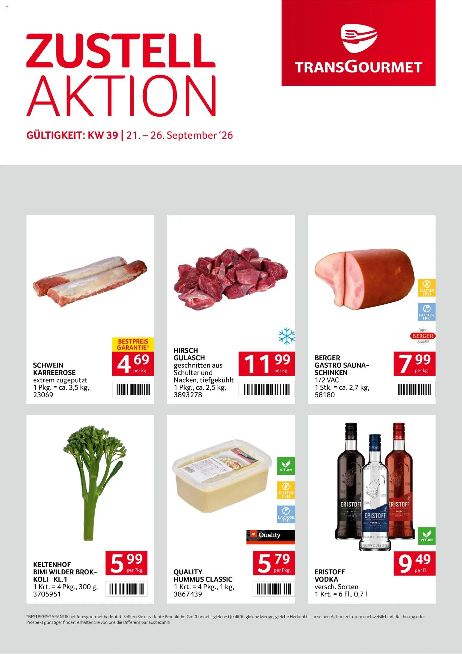 Transgourmet Zustellaktion gültig ab 20.09.2026 | Seite: 1 | Produkte: Schinken