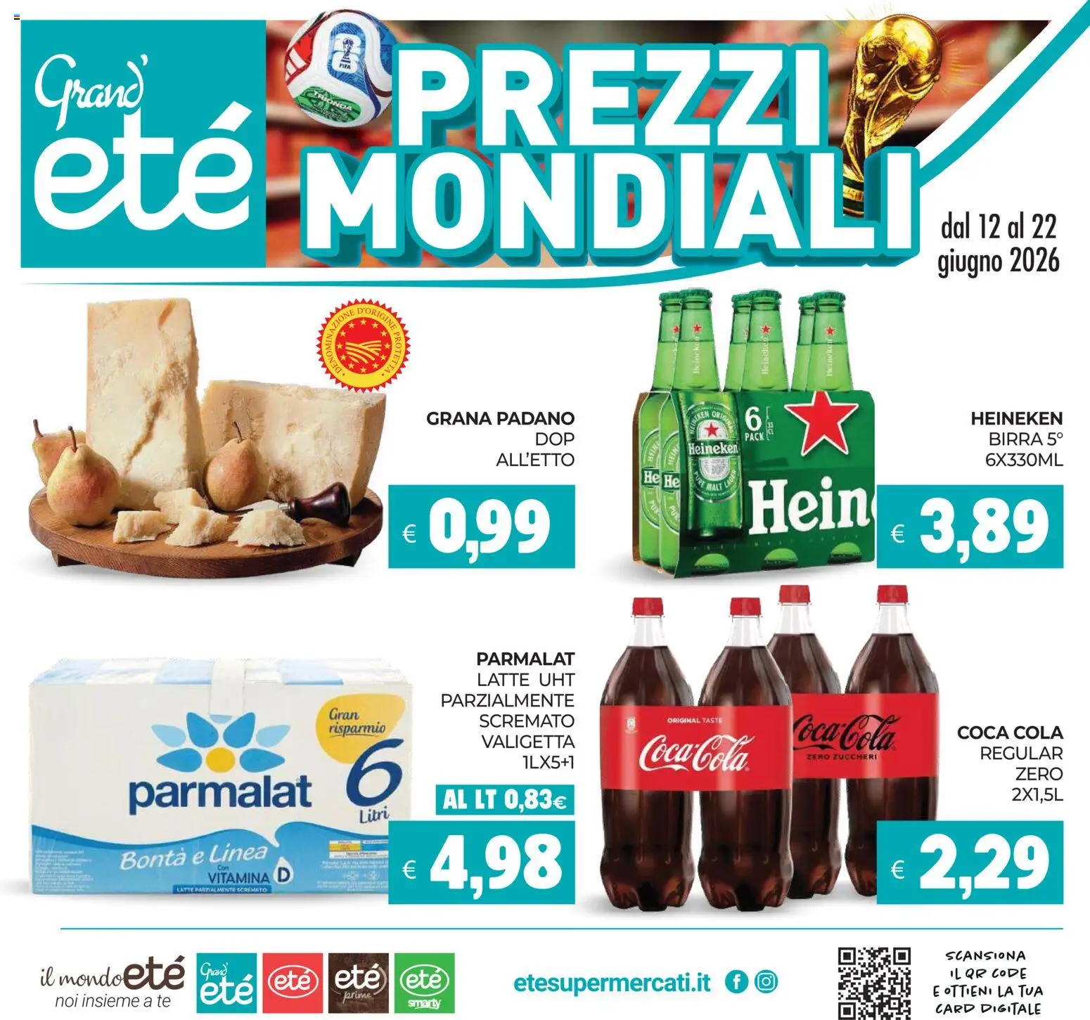 Volantino Eté del 12.06.2026 | Pagina: 1 | Prodotti: Birra, Latte, Latte parzialmente scremato, Valigetta