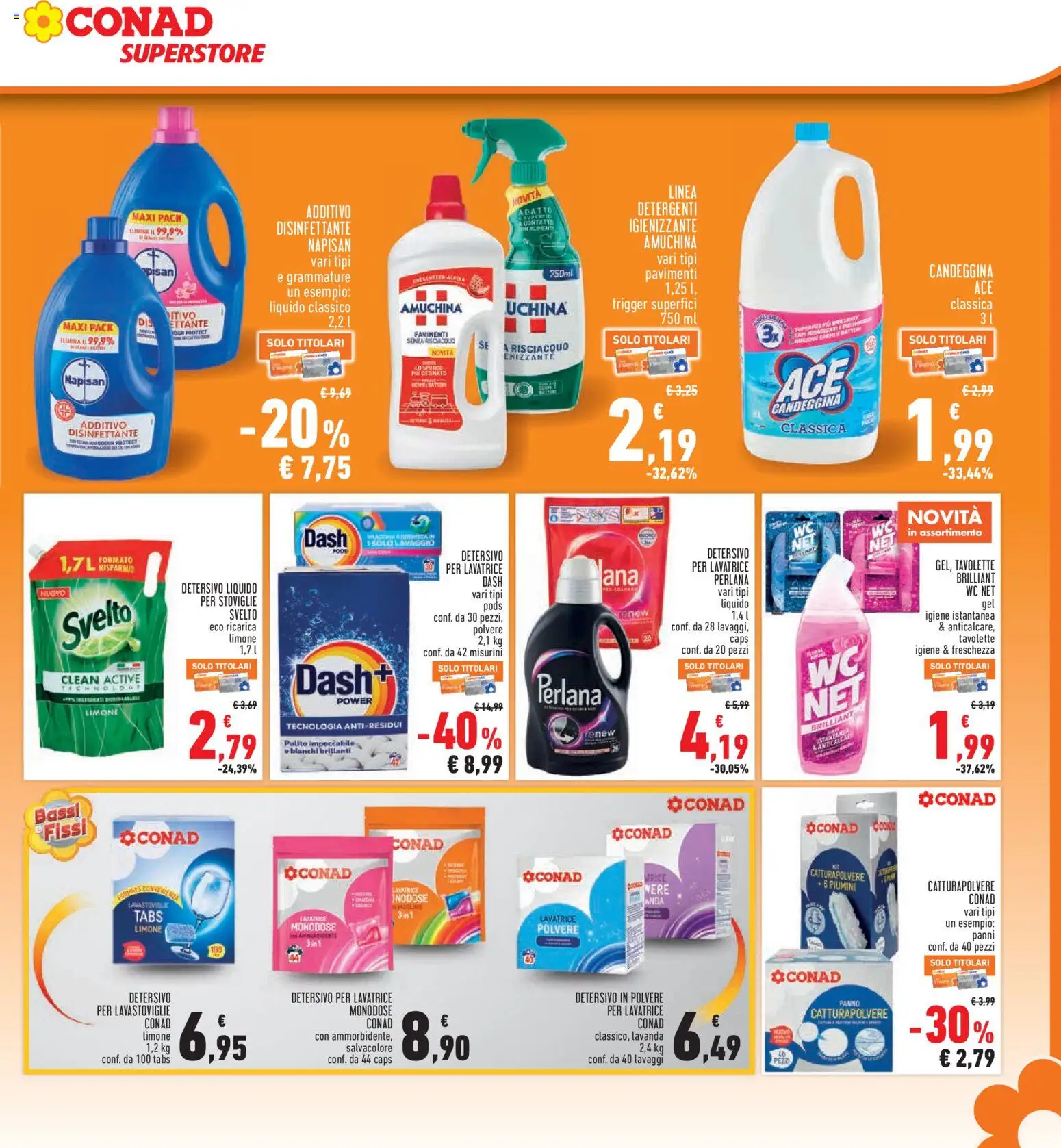 Volantino Conad del 30/07/2026 | Pagina: 23 | Prodotti: Detersivo in polvere, Lavastoviglie, Lavanda, WC