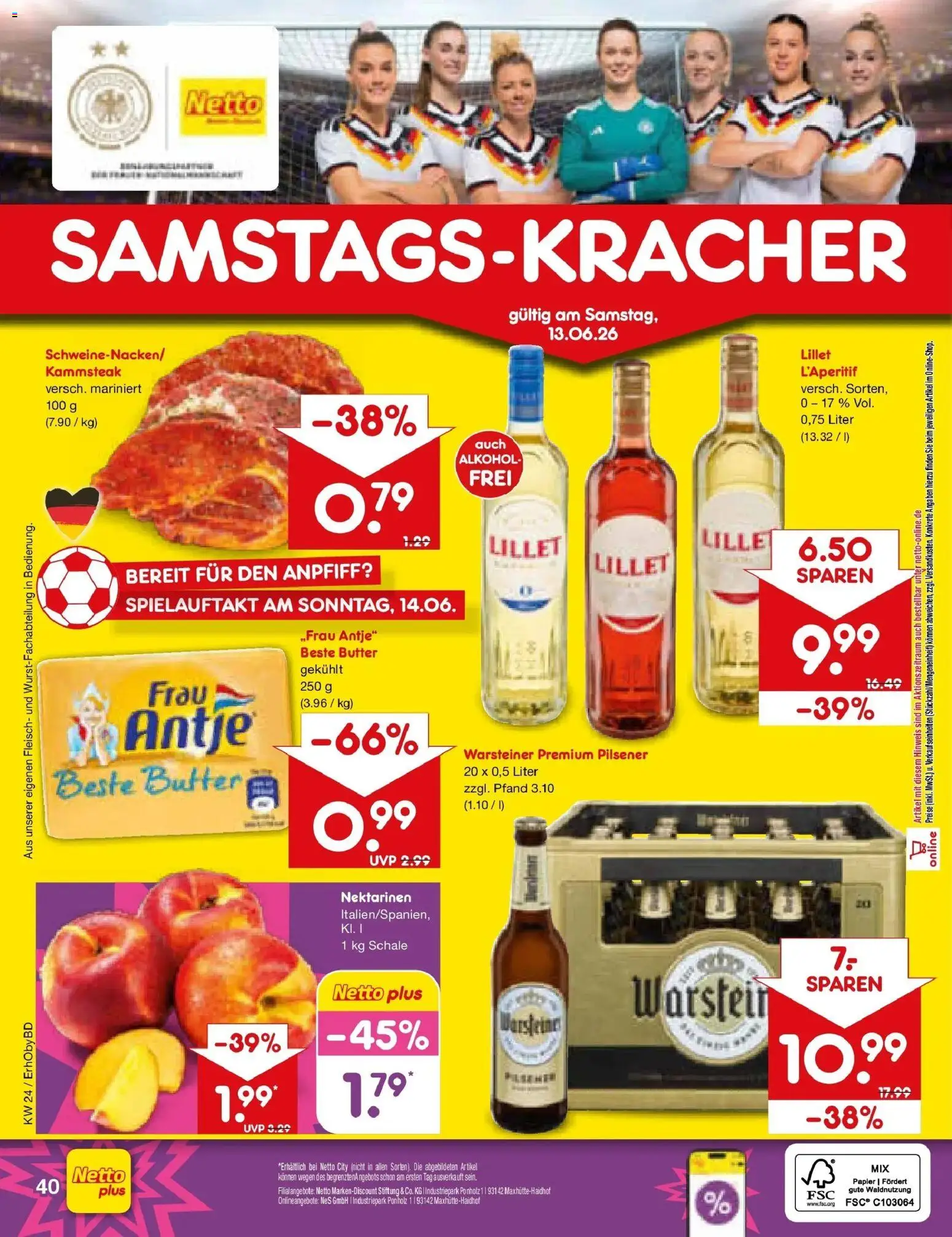 Netto Marken-Discount Prospekt Velden – gültig ab 08.06.2026 | Seite: 58 | Produkte: Nektarinen, Lillet, Warsteiner, Fleisch
