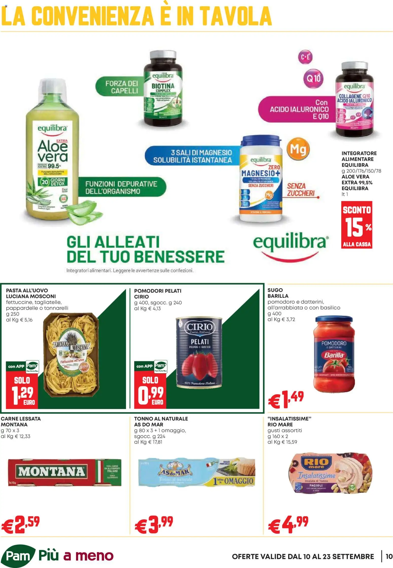 Volantino PAM del 10/09/2026 | Pagina: 10 | Prodotti: Insalata, Pomodoro, Tonno al naturale, Sugo