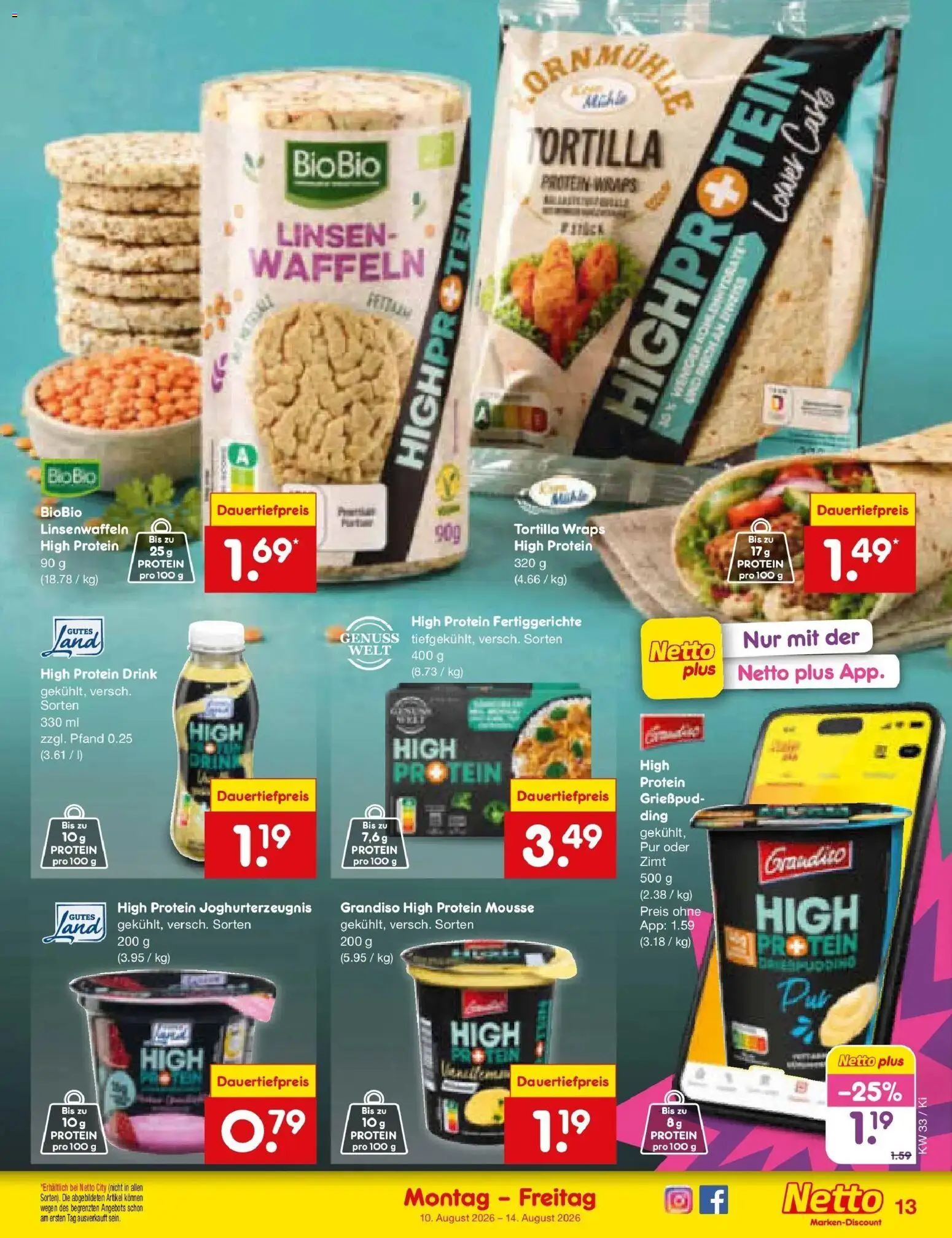 Netto Marken-Discount Prospekt Mistelbach (ab 10.08.2026) » Angebote | Seite: 15 | Produkte: Pudding, Waffeln, Fertiggerichte