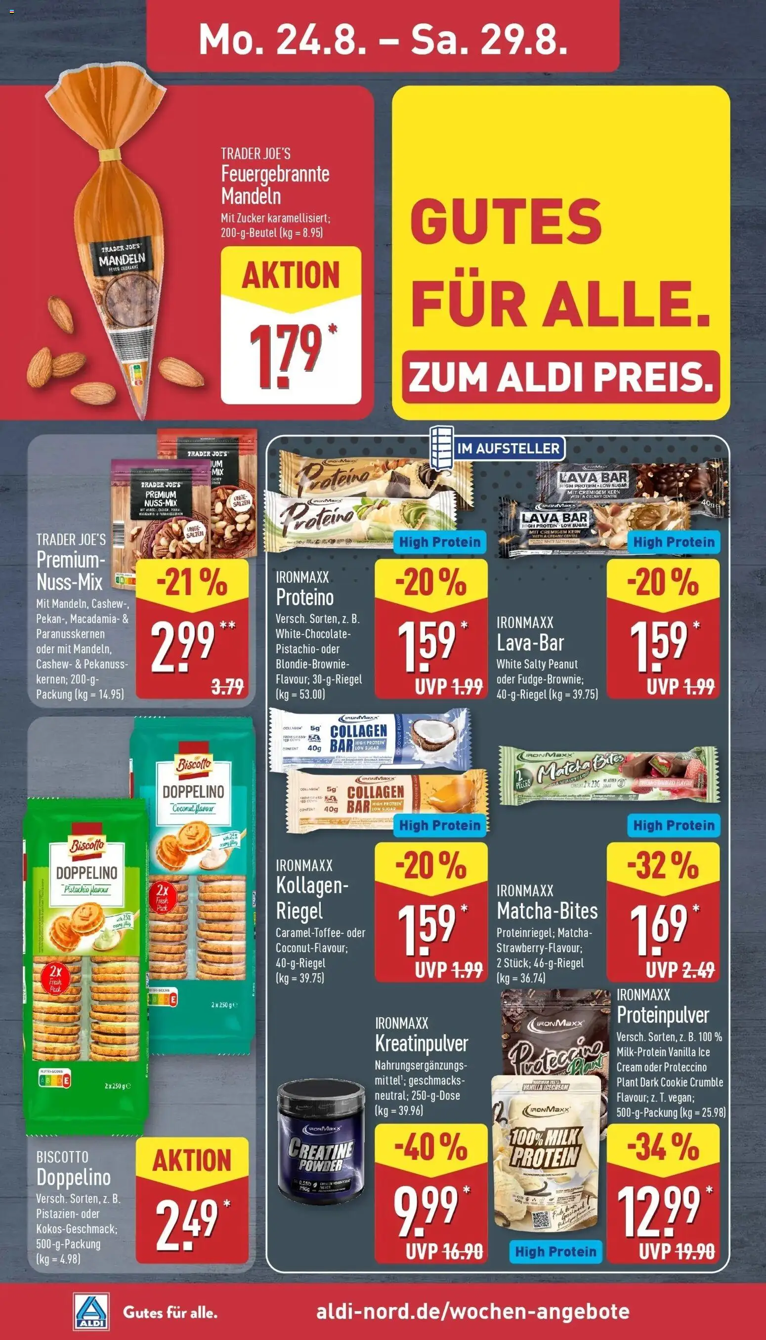 Aldi Aktueller Prospekt (ab 24.08.2026) » Angebote Online | Seite: 8 | Produkte: Mandeln, Cashew, Pistazien, Zucker