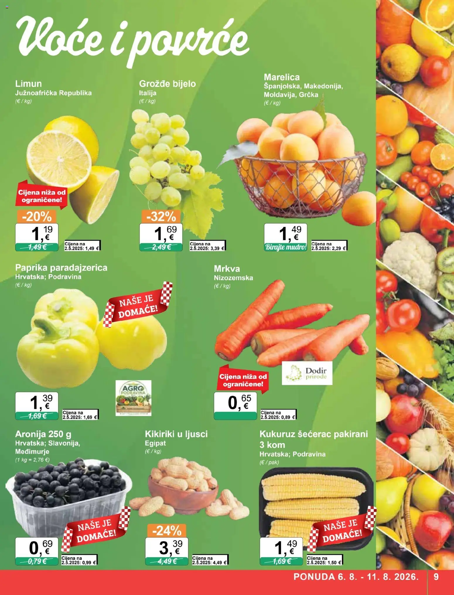 KTC katalog | vrijedi od 06.08.2026 | Stranica: 9 | Proizvodi: Kukuruz, Mrkva, Voće, Grožđe