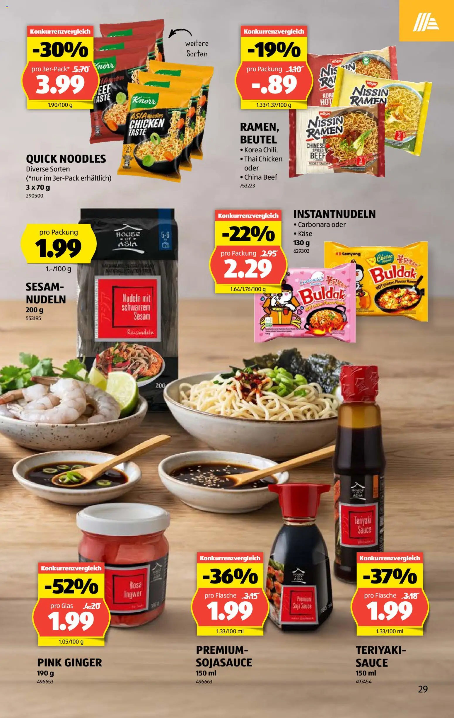Aldi aktionen – gültig ab 30.07.2026 | Seite: 29 | Produkte: Käse, Glas, Nudeln, Sojasauce