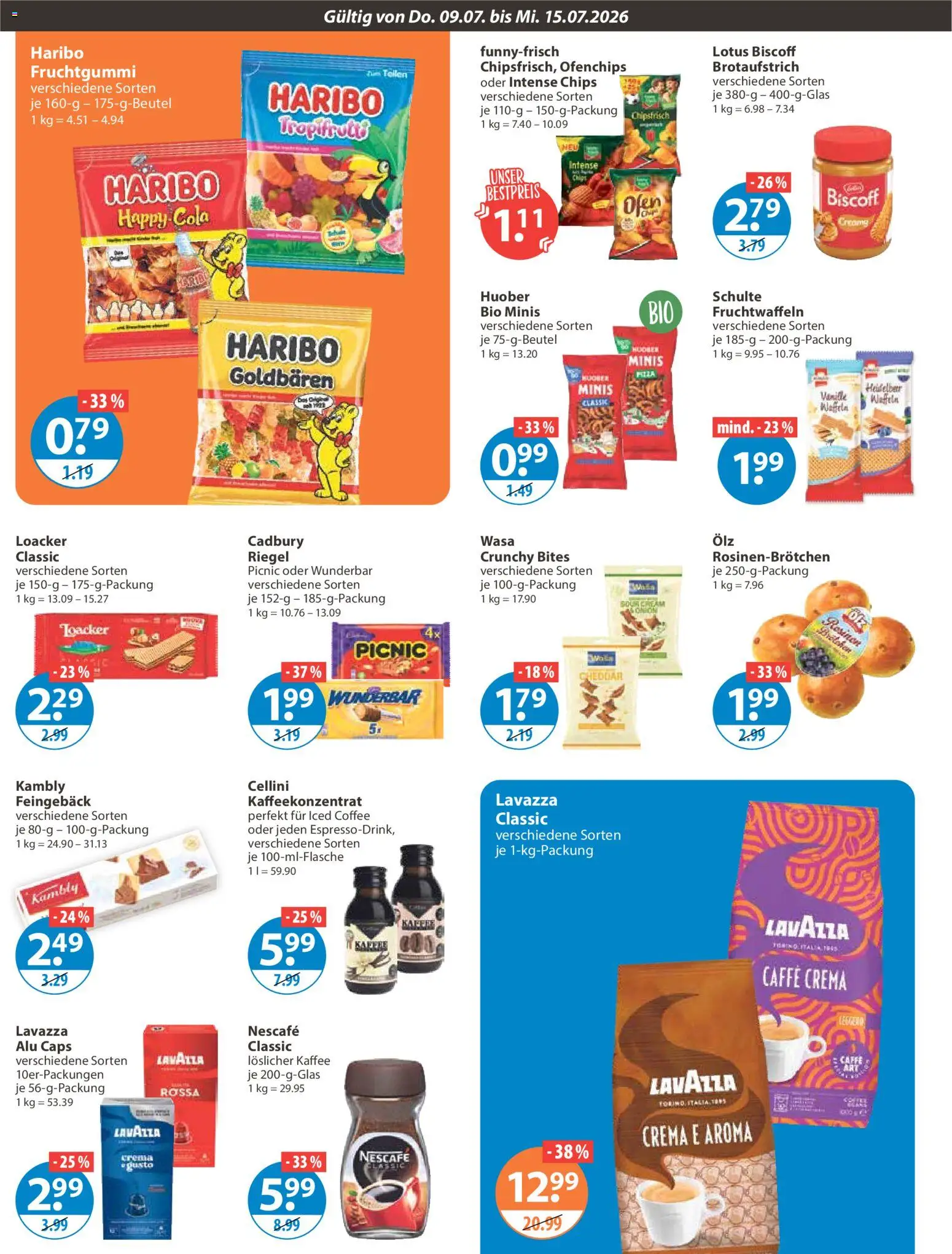 V-Markt Angebote – gültig ab 09.07.2026 | Seite: 8 | Produkte: Lavazza, Haribo, Cola, Chips