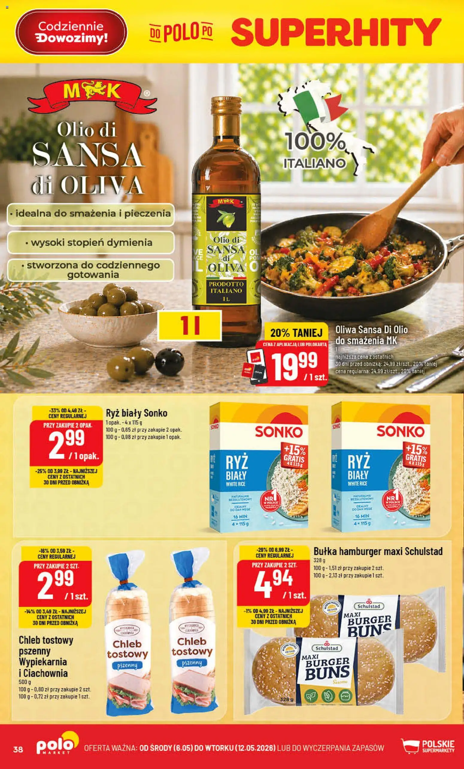 POLOmarket gazetka od 06.05.2026 | Strona: 38 | Produkty: Hamburger, Chleb tostowy, Bułka, Chleb