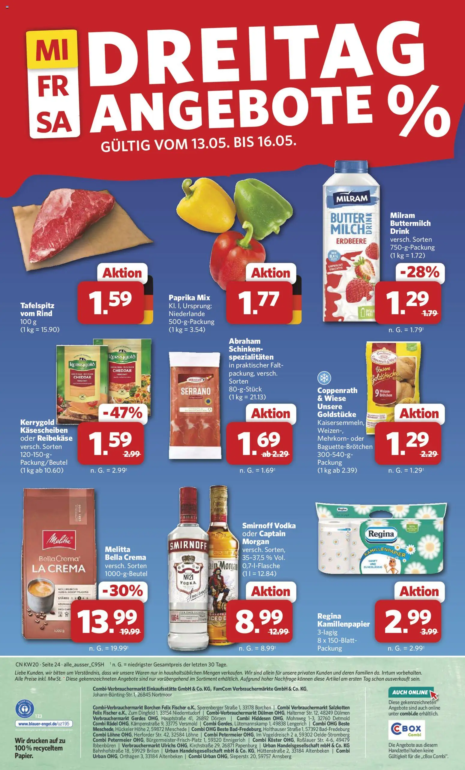 Combi Prospekt 	 – gültig ab 11.05.2026 | Seite: 25 | Produkte: Melitta, Tafelspitz, Butter, Vodka