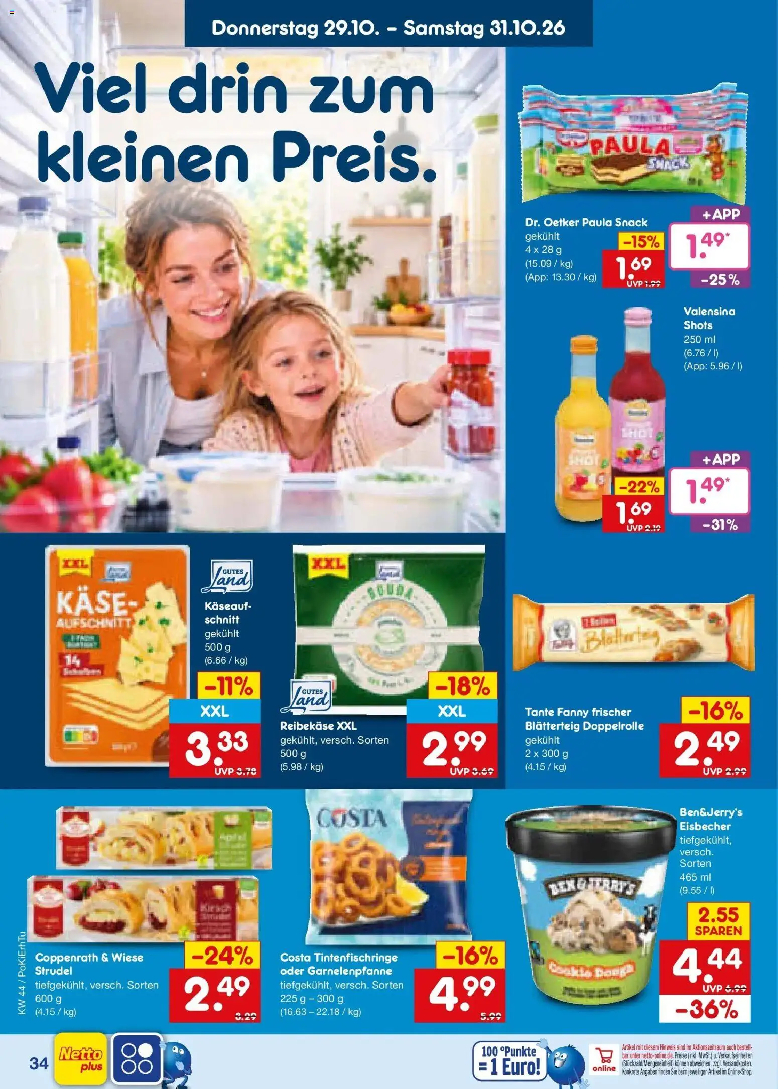 Netto Marken-Discount Prospekt Nürnberg – gültig ab 26.10.2026 | Seite: 46 | Produkte: Käse, Valensina, Reibekase