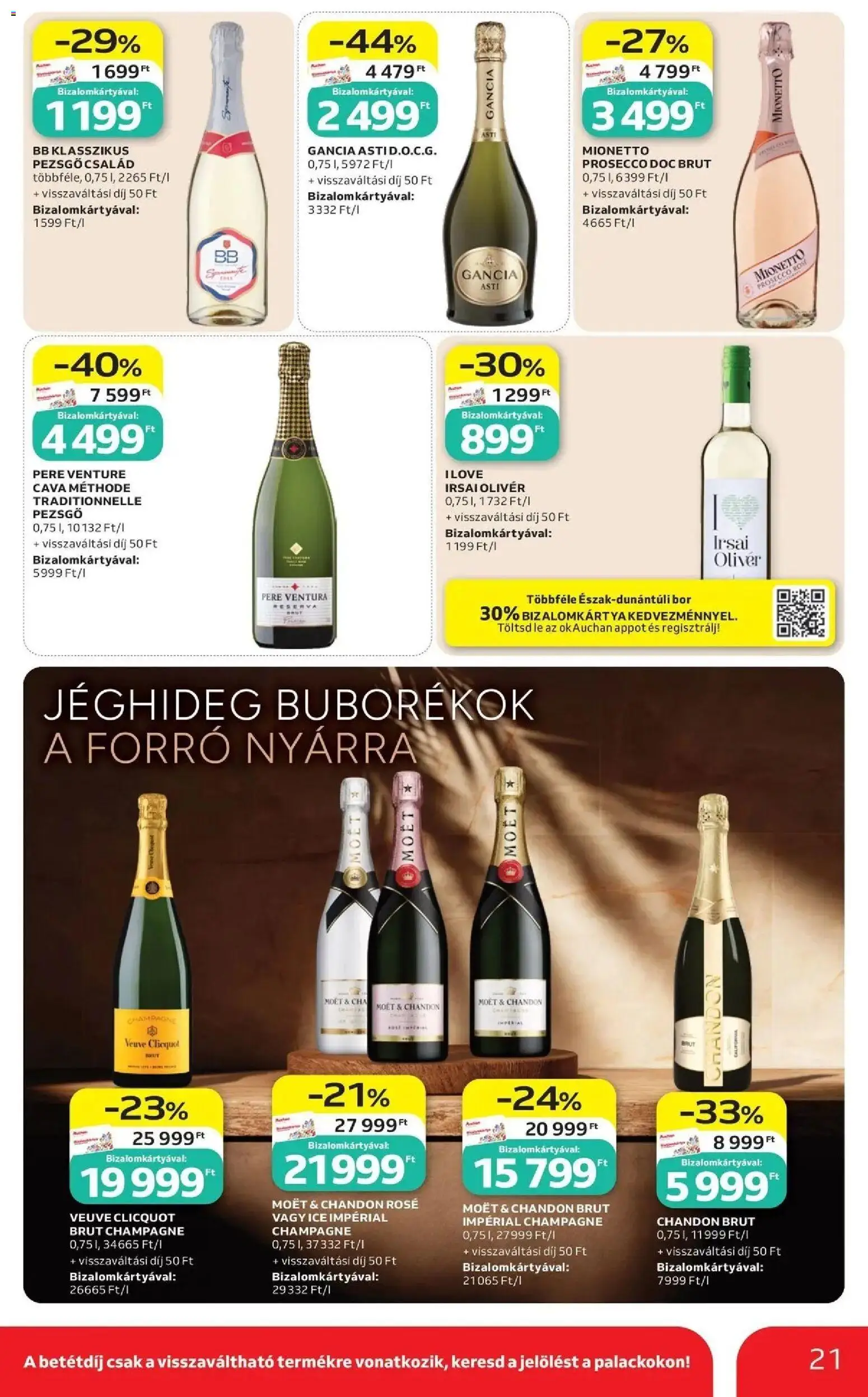 Auchan akciós újság Szolnok - 2026.08.20. -tól/töl > akció, lapozható szórólap 🛍️ | Oldal: 21 | Termékek: Lé, Irsai Olivér, Bor, Rosé