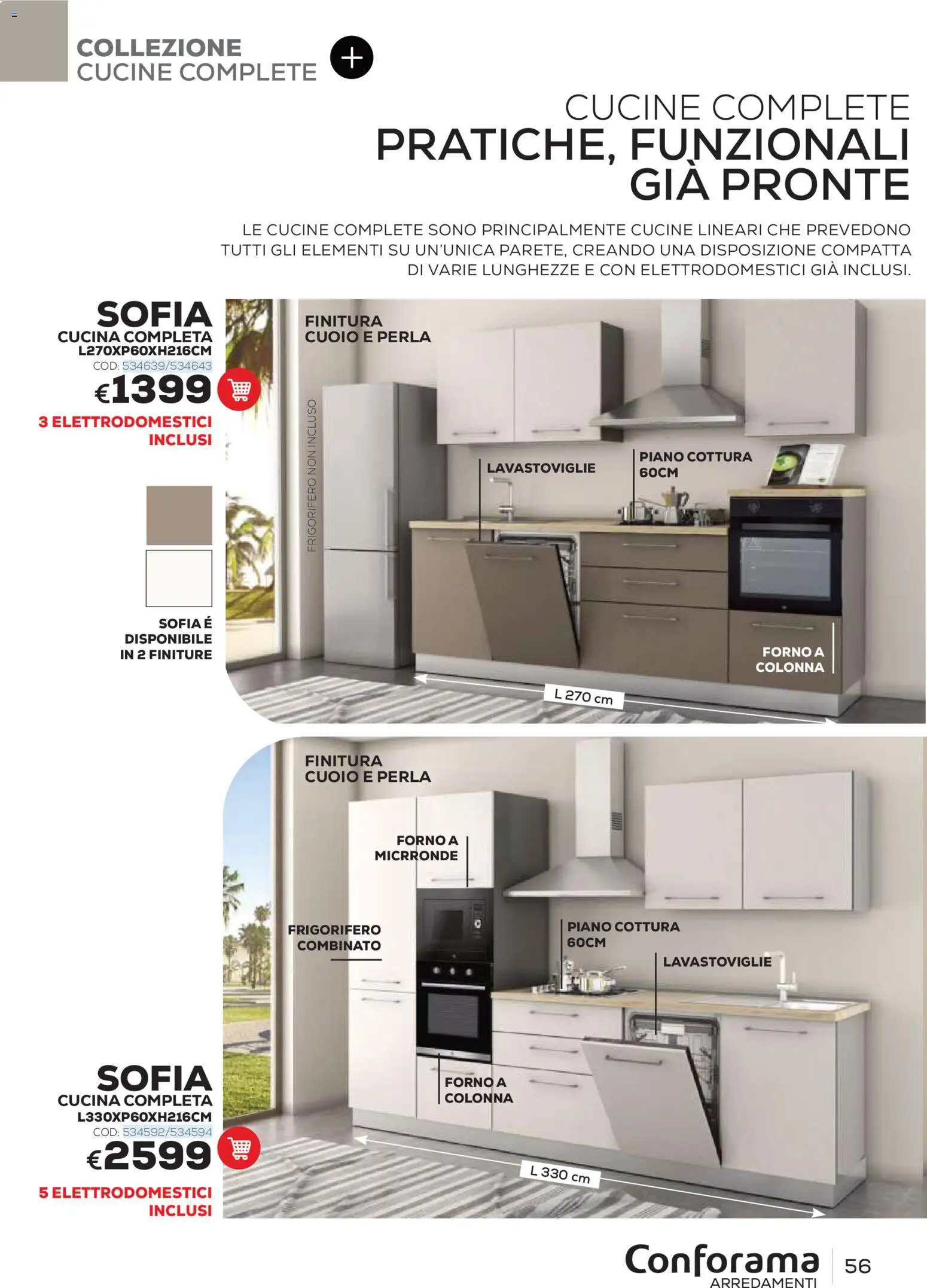 Volantino Conforama del 22/06/2026 | Pagina: 56 | Prodotti: Cucine, Piano cottura, Lavastoviglie, Forno