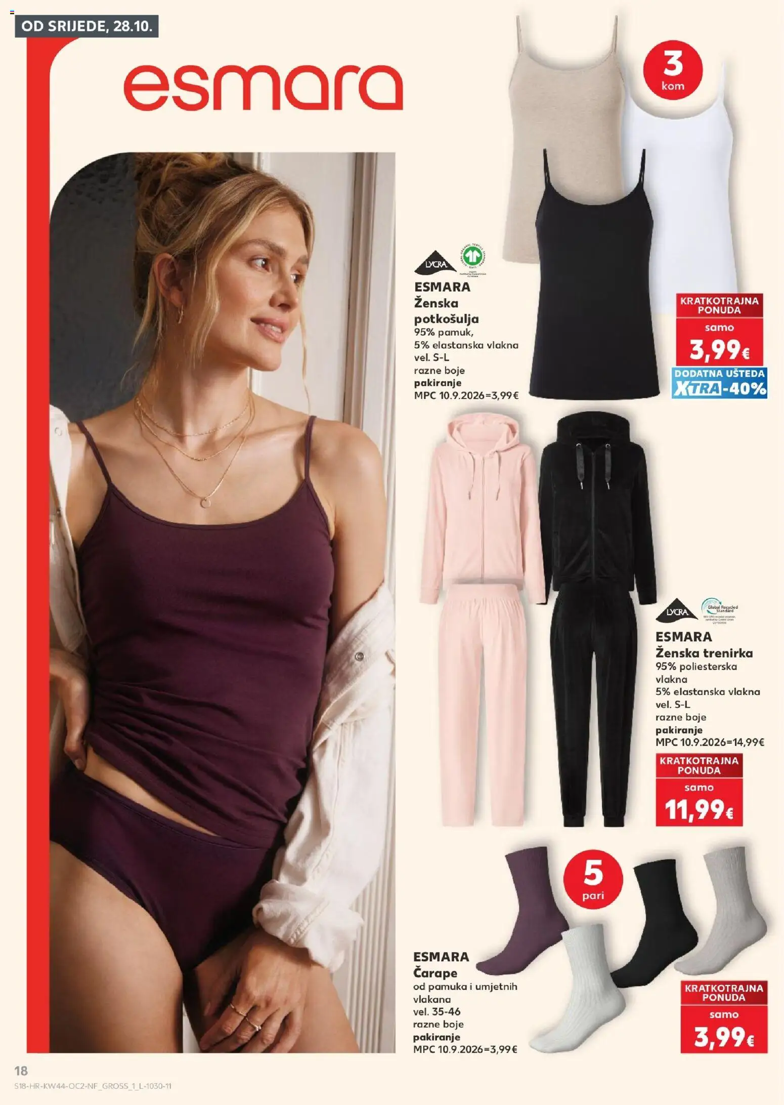 Kaufland katalog | vrijedi od 28.10.2026 | Stranica: 18 | Proizvodi: Čarape, Potkosulja, Trenirka