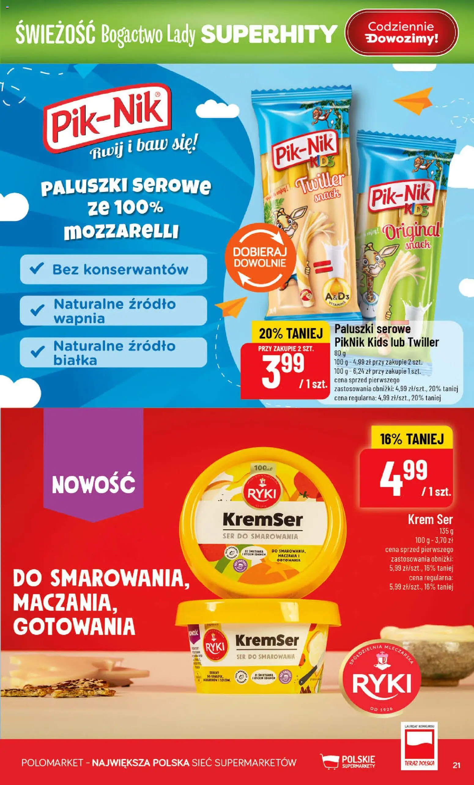 POLOmarket gazetka od 01.07.2026 | Strona: 21 | Produkty: Paluszki, Ser, Krem, Paluszki serowe
