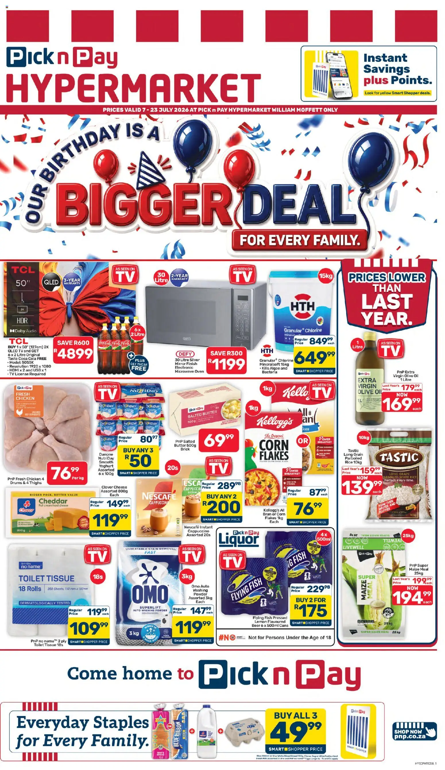 New Pick n Pay catalogue – valid from 07/07/2026 | Page: 1 | Products: Microwave, Bread, Rice, Lemon