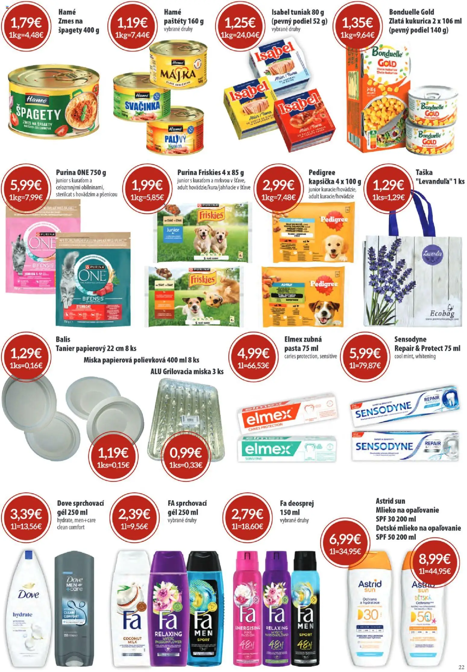Nové Sintra akcie – leták je platný od 04.06.2026 | Strana: 22 | Produkty: Tuniak, Friskies, Taška, Špagety
