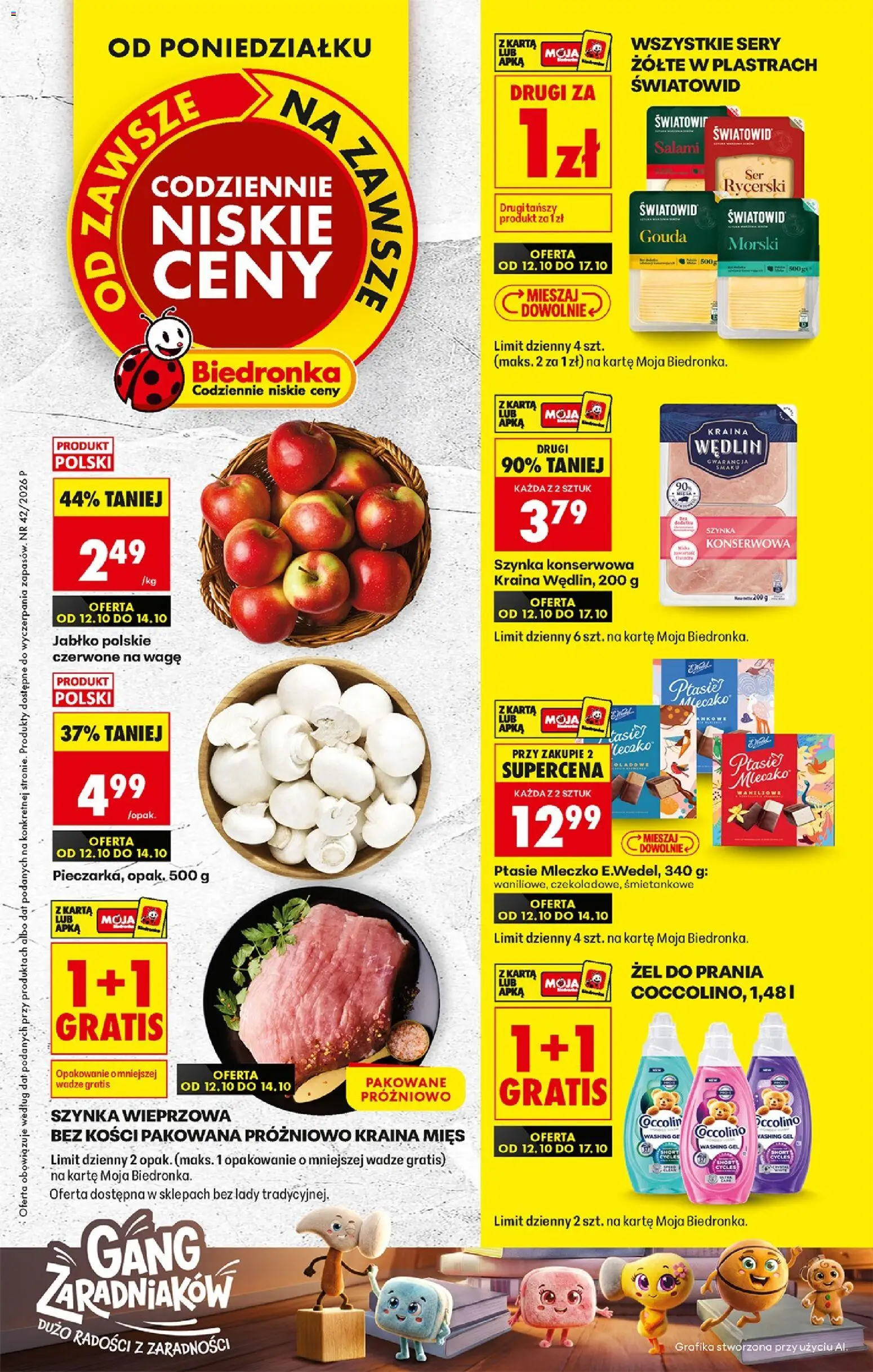 Biedronka Polsko leták - Codziennie niskie ceny od 12.10.2026 | Strana: 1 | Produkty: Gouda, Coccolino