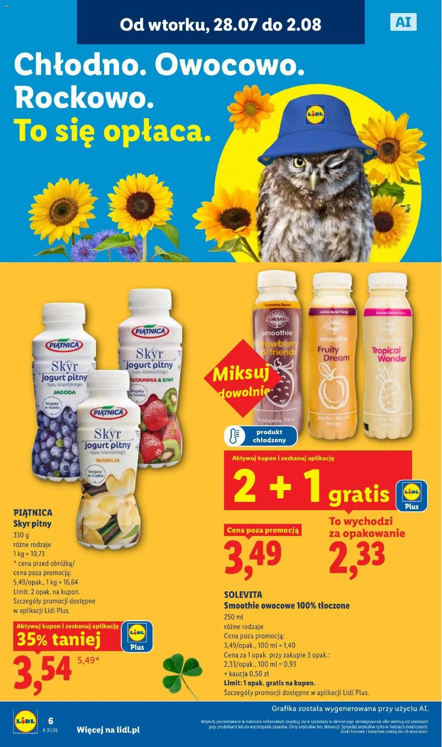 Lidl gazetka - Pol'and'Rock od 28.07.2026 | Strona: 6 | Produkty: Jogurt pitny, Smoothie, Jogurt, Skyr