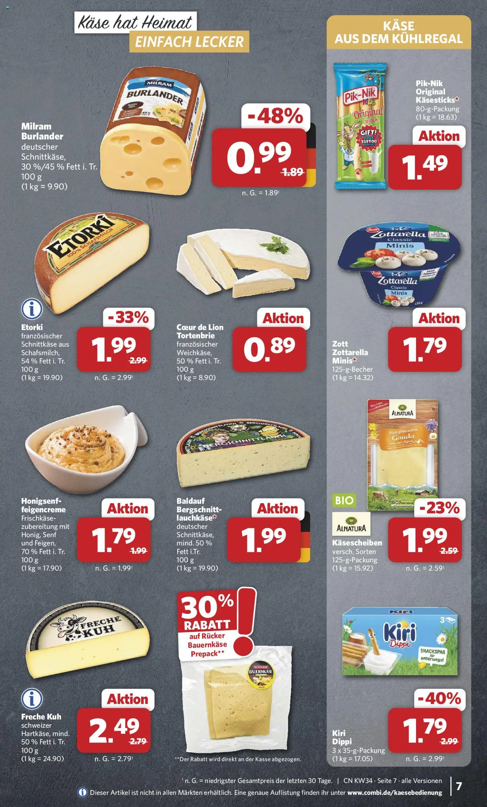 Combi Prospekt – gültig ab 17.08.2026 | Seite: 7 | Produkte: Käse, Gouda, Milram, Frischkase
