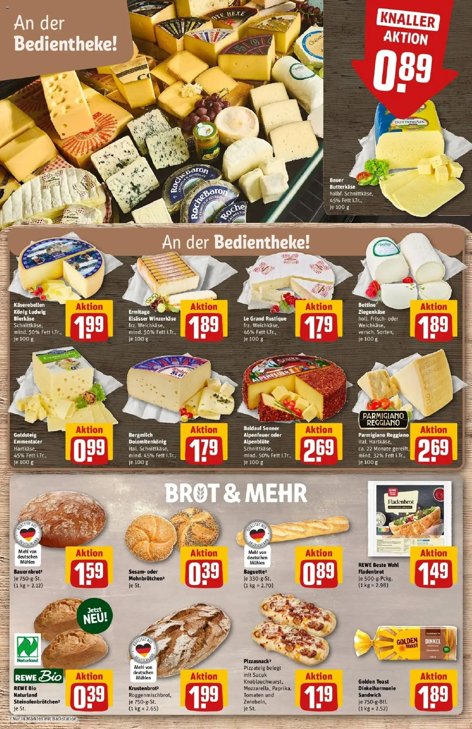 REWE Prospekt ab 03.08.2026 zum Blättern » Angebote | Seite: 11 | Produkte: Mehl, Toast, Ziegenkäse, Brot