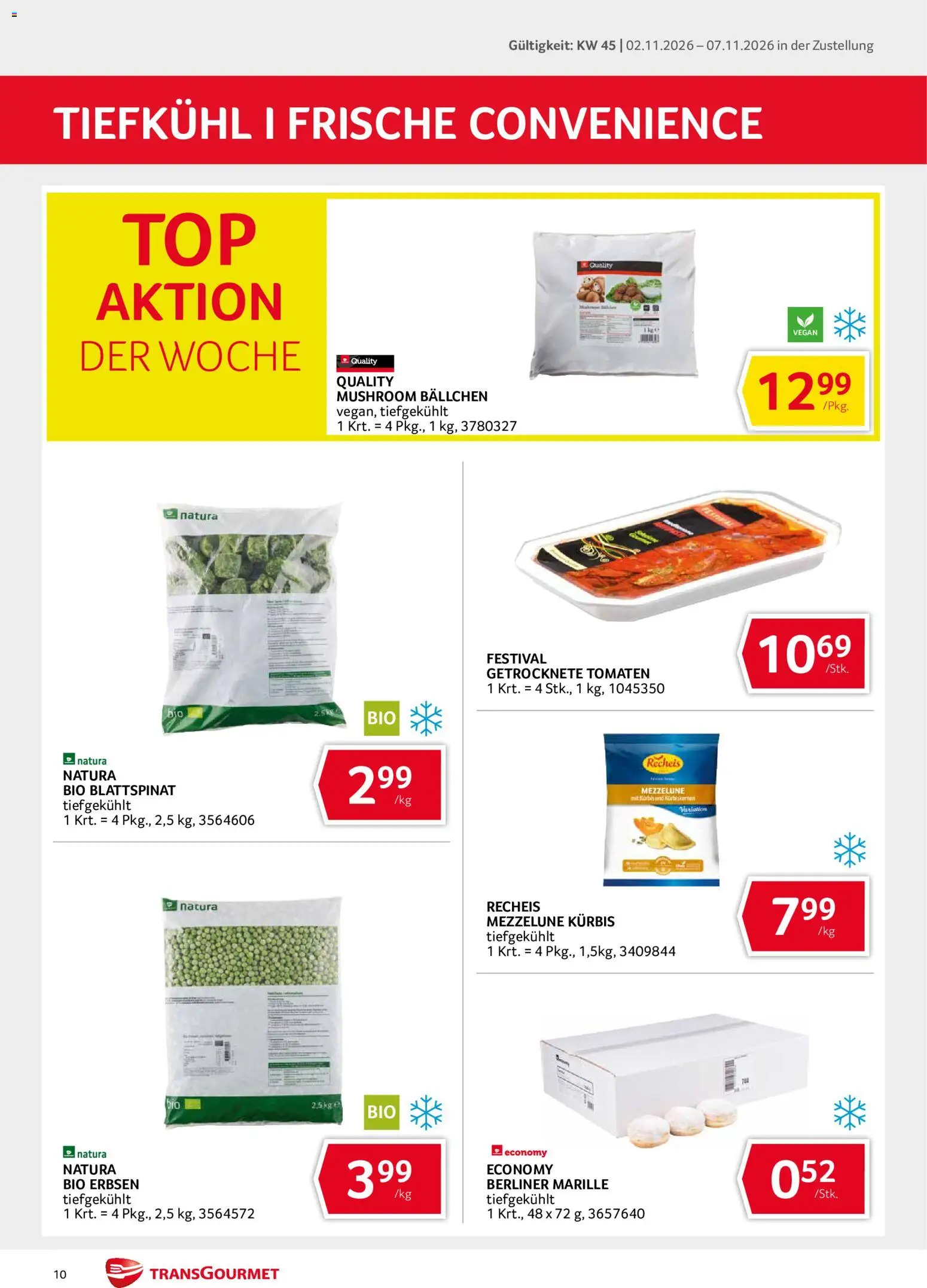 Transgourmet Flugblatt gültig ab 02.11.2026 | Seite: 10 | Produkte: Erbsen, Kürbis, Tomaten