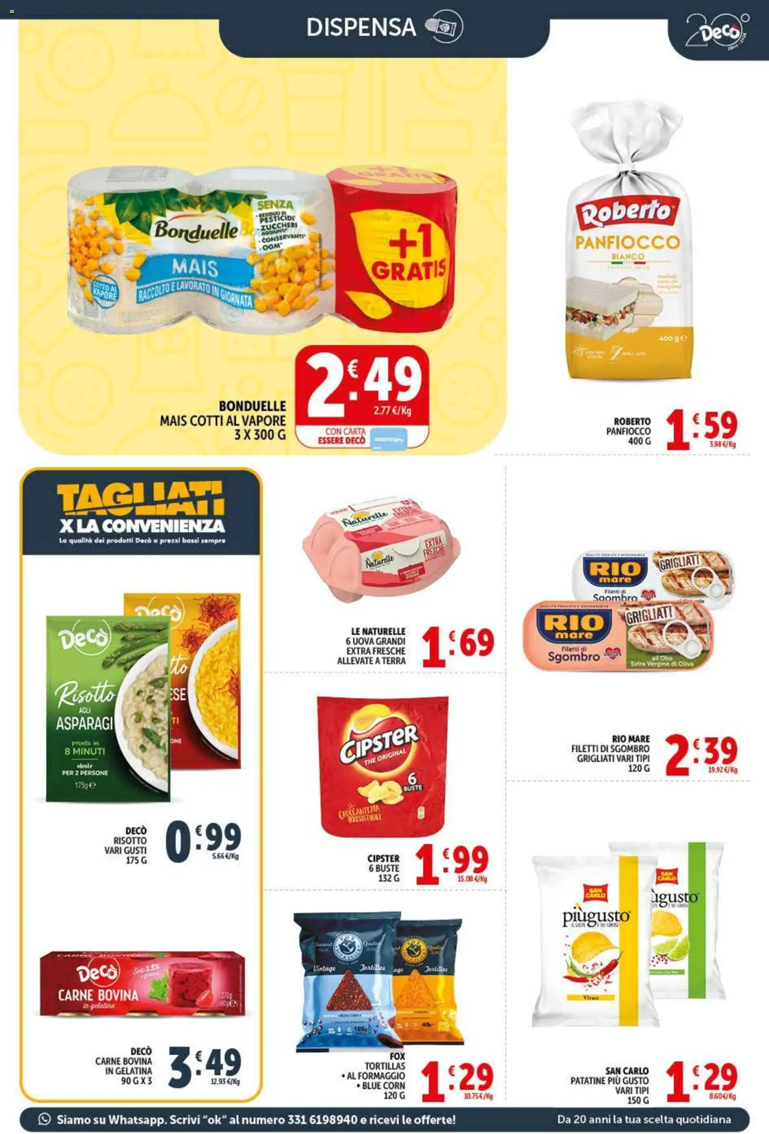 Volantino Decò del 20.05.2026 | Pagina: 9 | Prodotti: Patatine, Formaggio, Asparagi, Sgombro