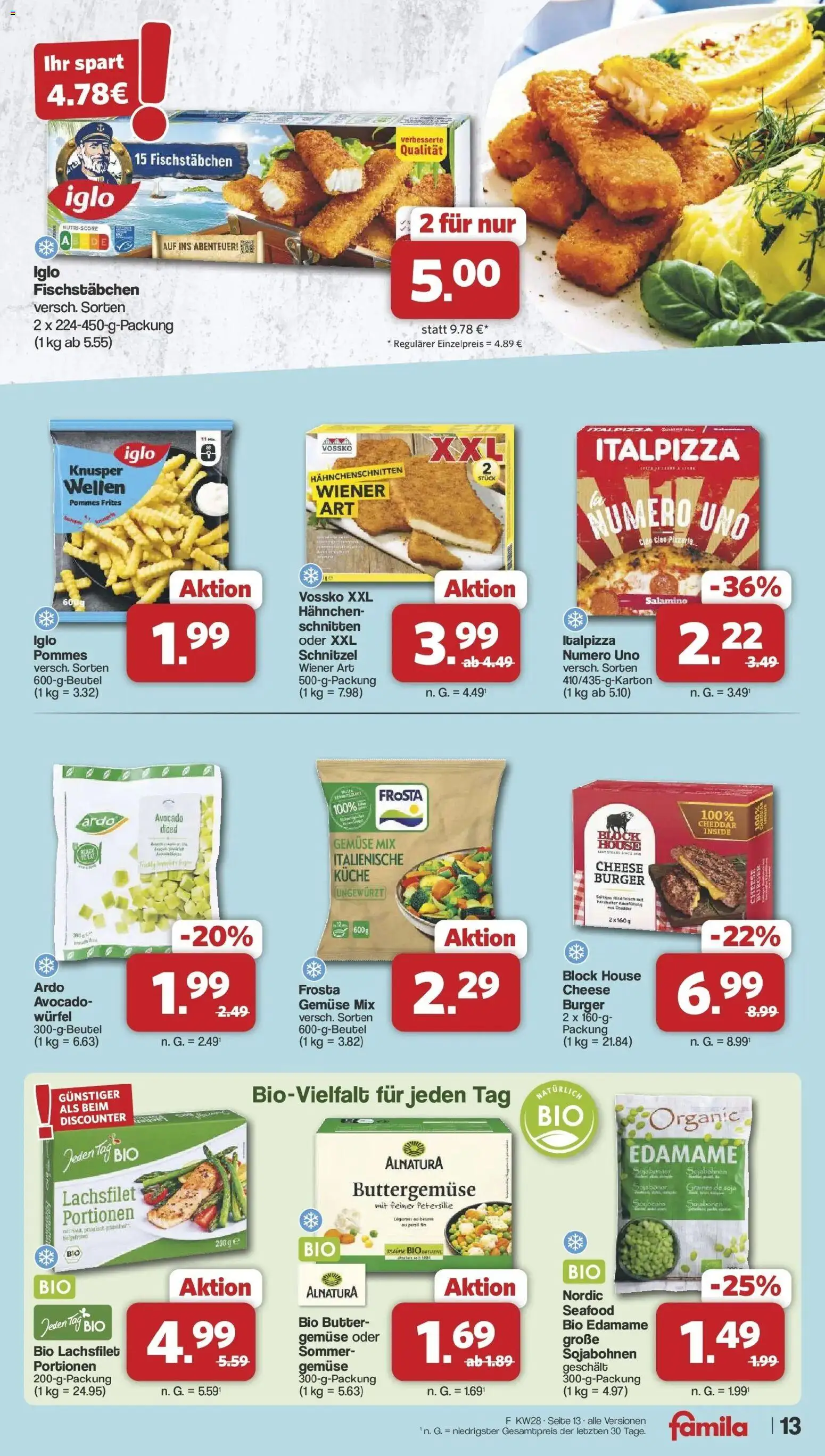 Famila Nordwest Prospekt Zeven – gültig ab 06.07.2026 | Seite: 13 | Produkte: Pommes, Burger, Fischstabchen, Petersilie