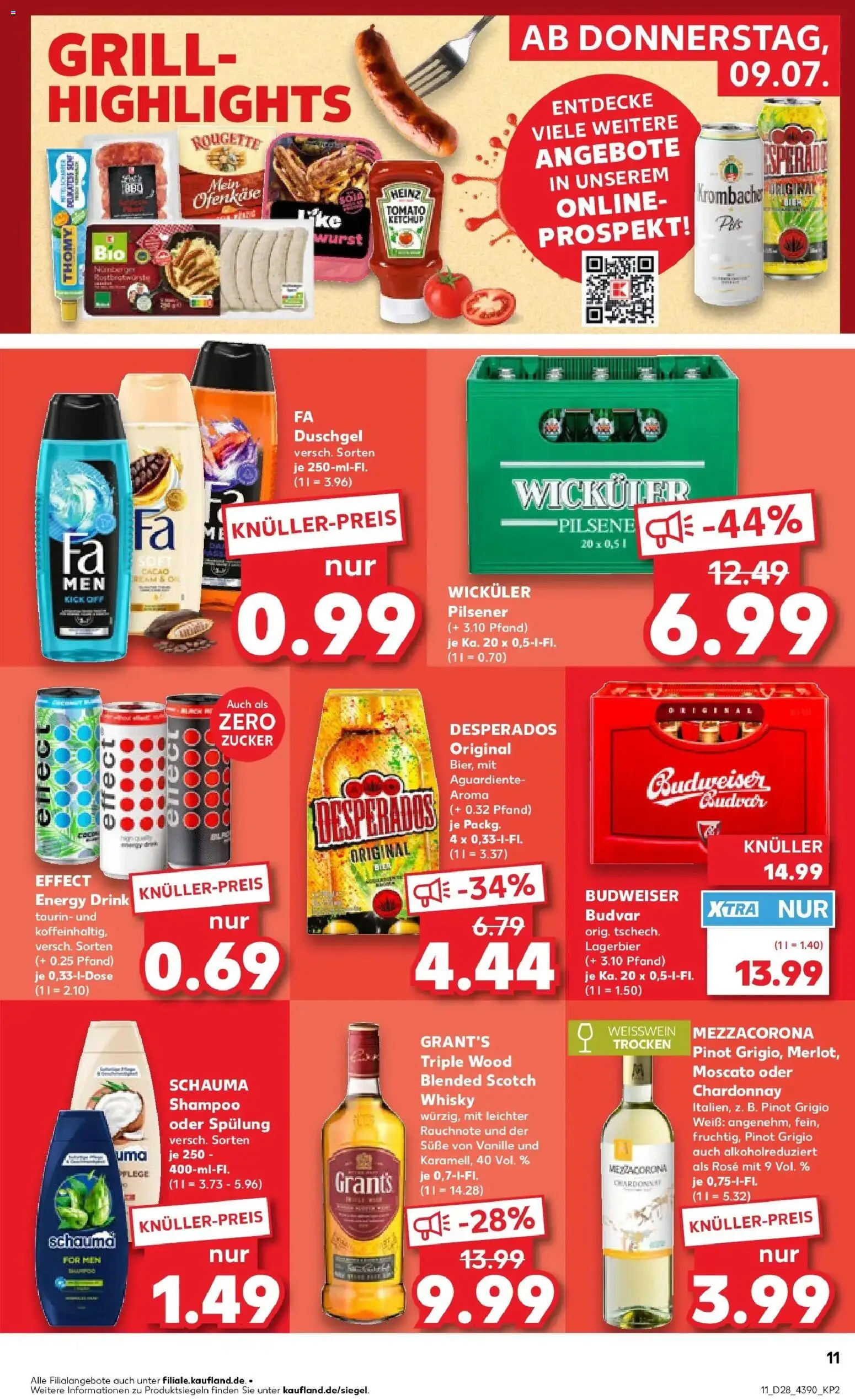 Kaufland Prospekt Riesa – gültig ab 09.07.2026 | Seite: 11 | Produkte: Shampoo, Wurst, Desperados, Krombacher