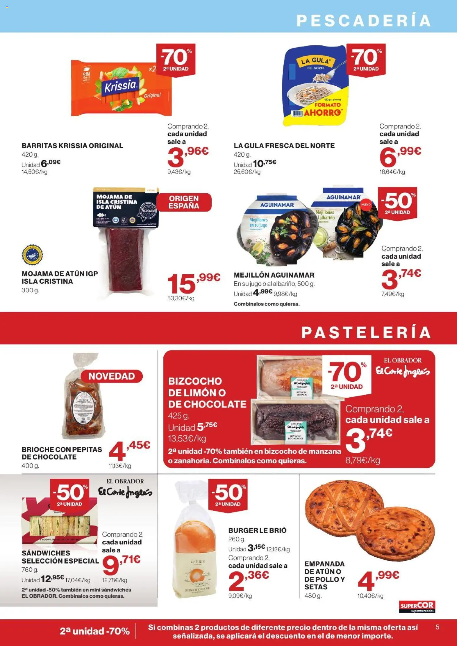 Supercor folleto │ válido desde el 24/09/2026 | Página: 5 | Productos: Atún, Chocolate, Jugo, Brioche