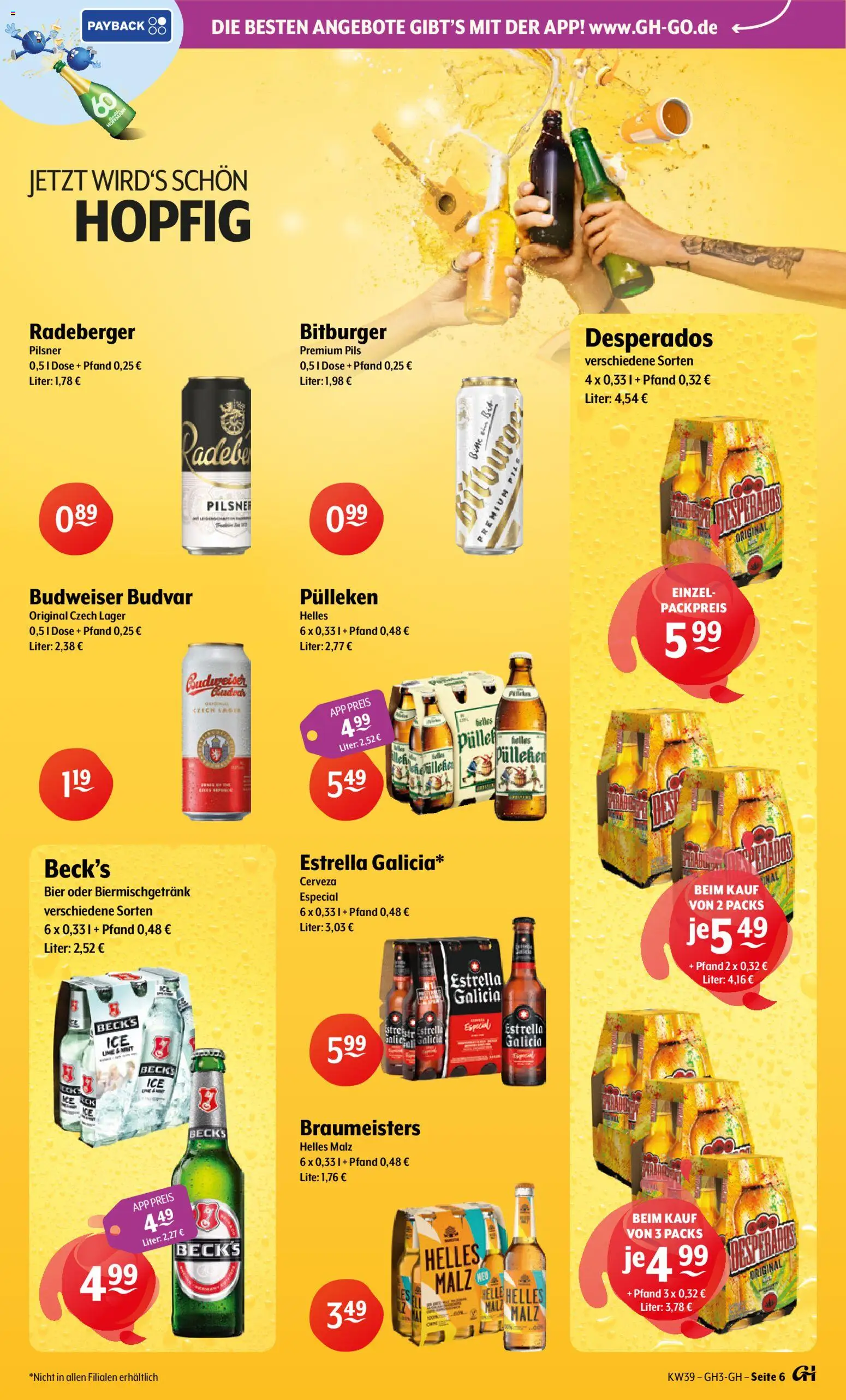 Trink und Spare Prospekt – gültig ab 21.09.2026 | Seite: 6 | Produkte: Bitburger, Bier, Pils, Budweiser