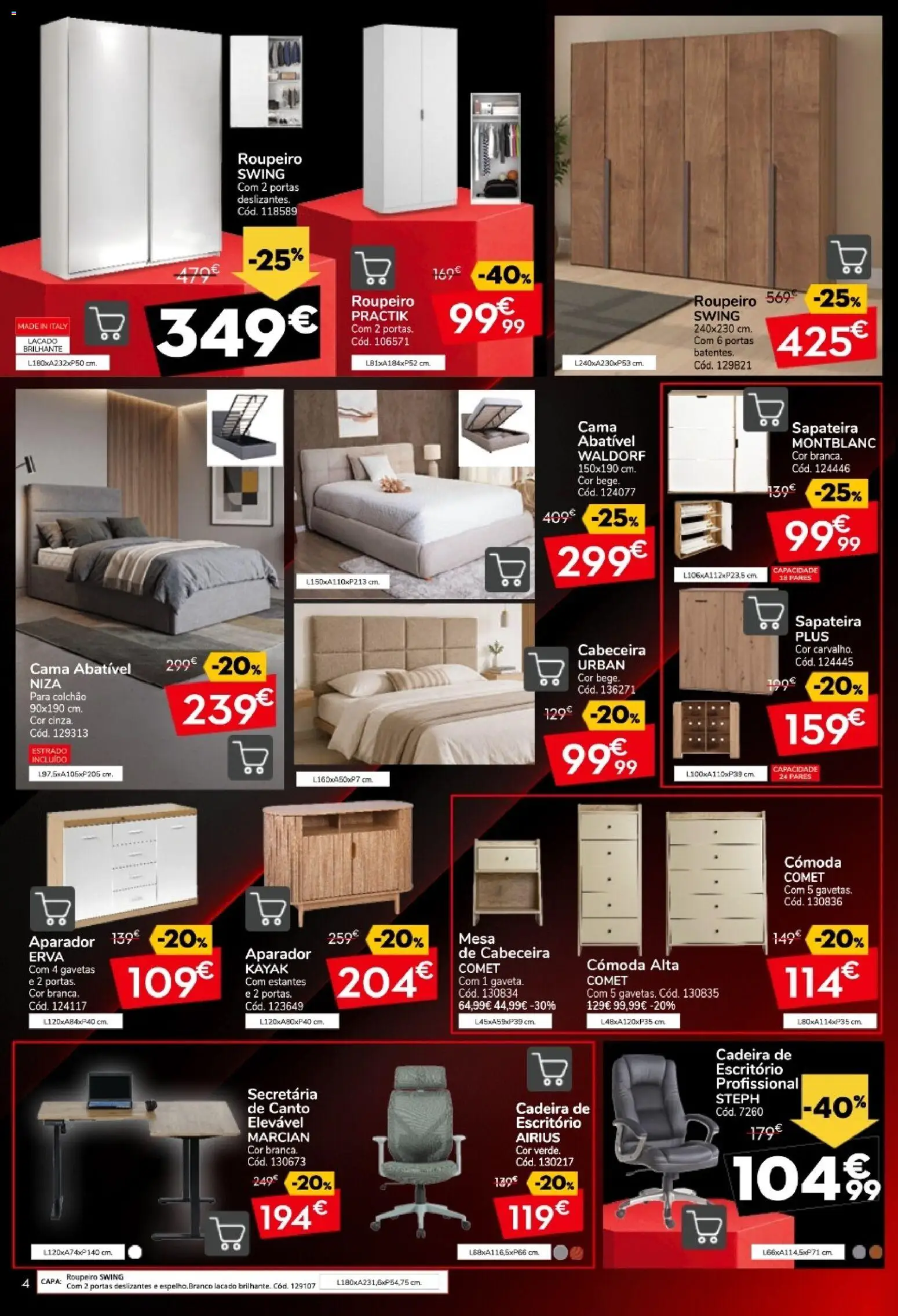 Conforama Black Friday │ válido de 29/10/2026 | Página: 4 | Produtos: Roupeiro, Cómoda, Aparador, Sapateira