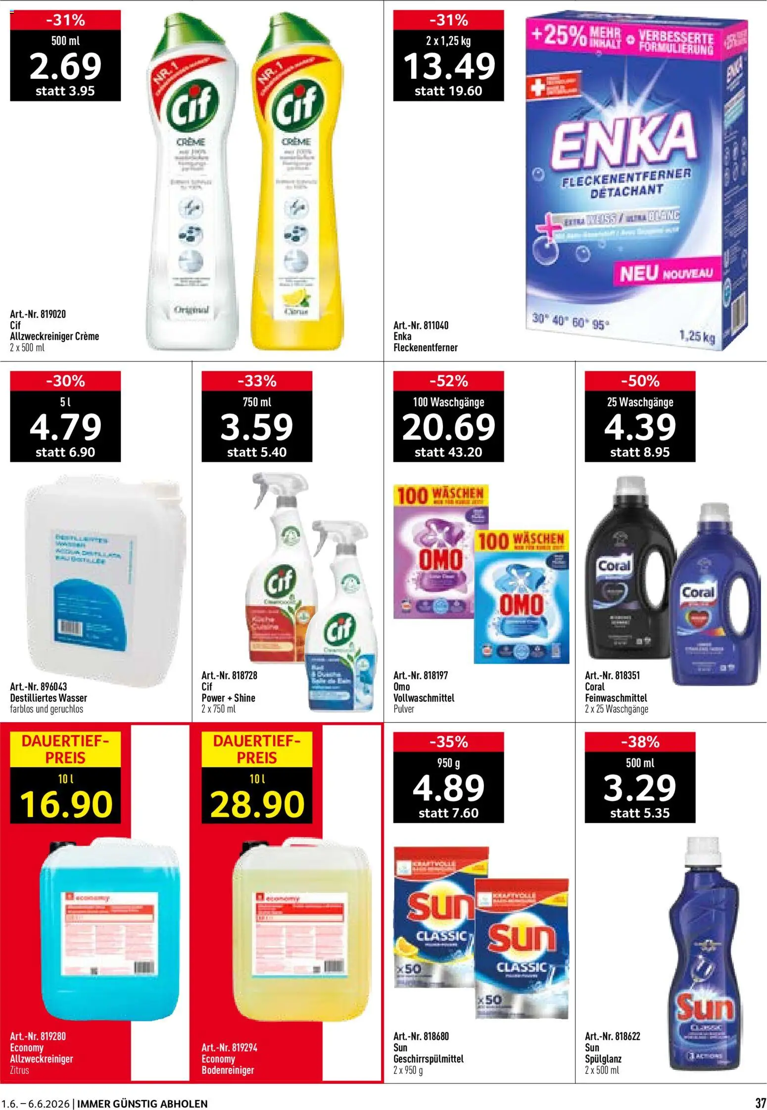 Prodega aktionen – gültig ab 01.06.2026 | Seite: 37 | Produkte: Pulver, Geschirrspülmittel, Fleckenentferner, Creme