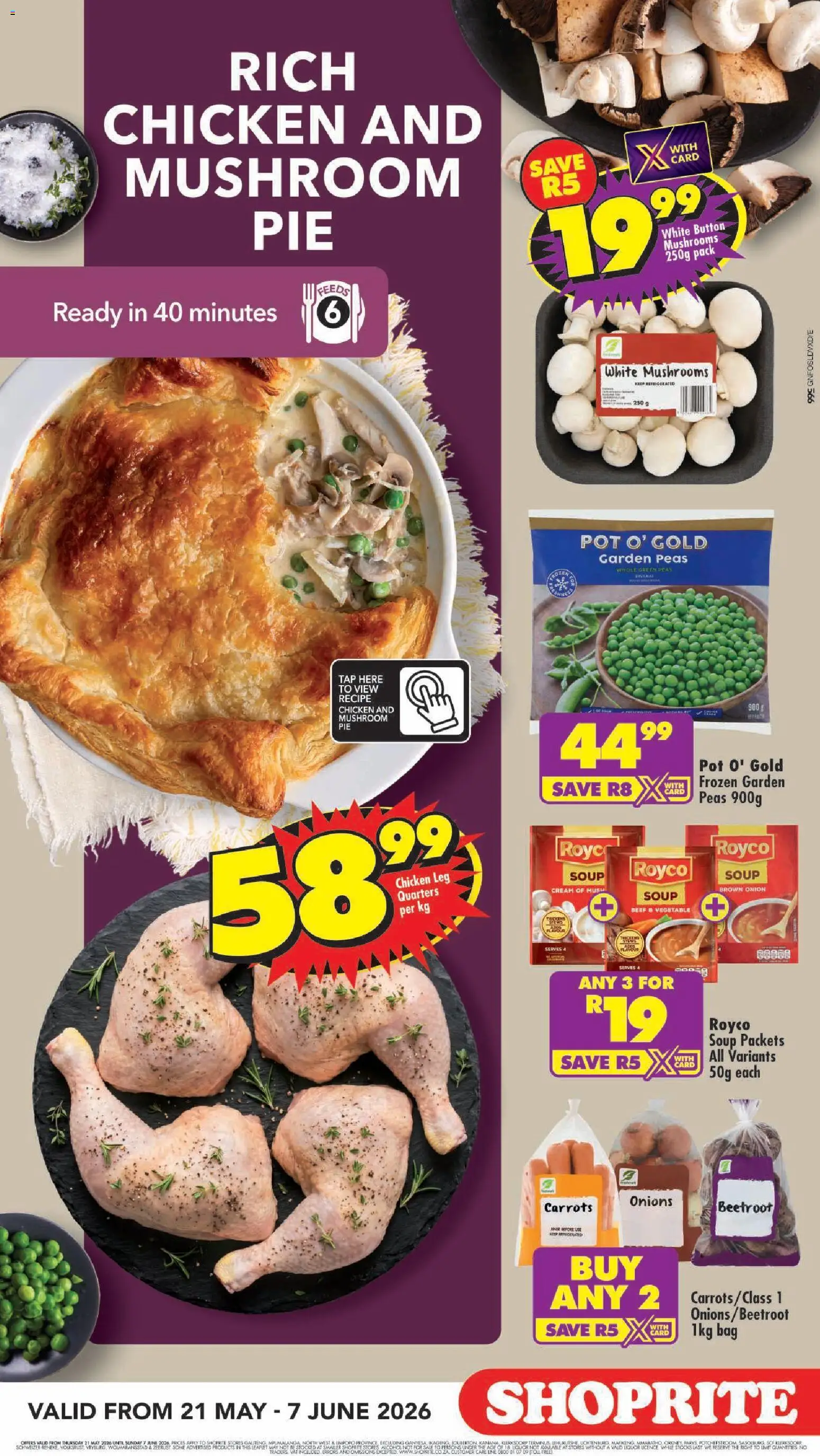 New Shoprite catalogue – valid from 21.05.2026 | Page: 3 | Products: Mushrooms, Beef, Soup, Onions