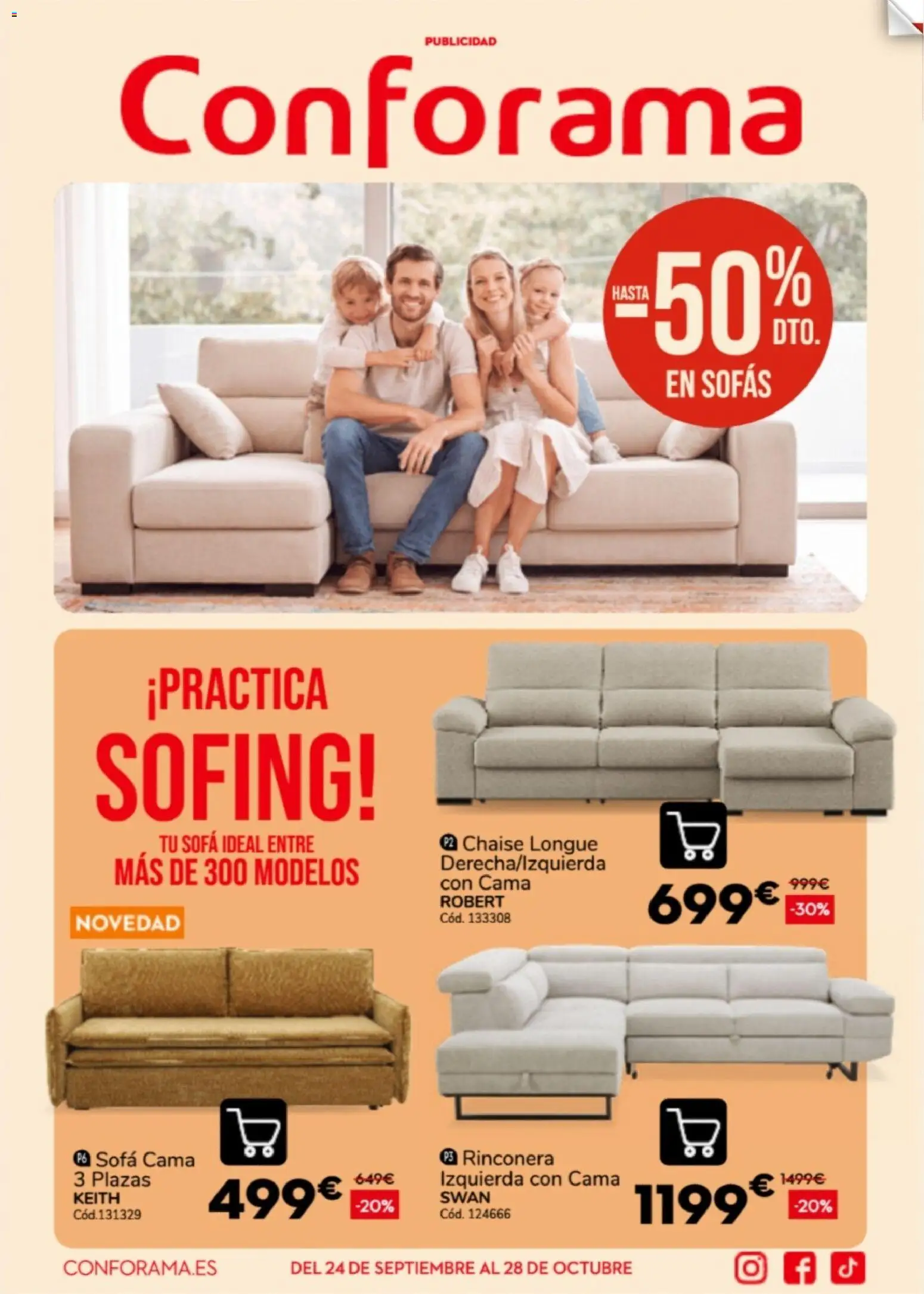Conforama folleto │ válido desde el 24/09/2026 | Página: 1 | Productos: Sofás, Sofá cama, Cama, Sofá