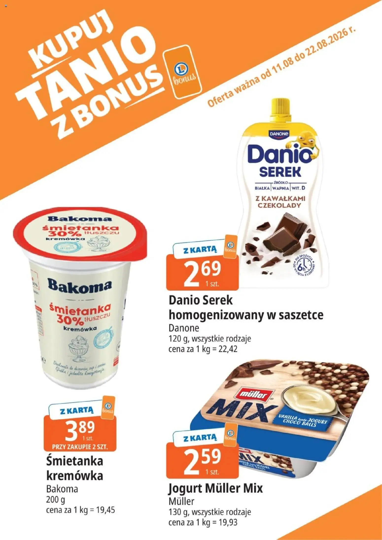 E.Leclerc gazetka - Kupuj Tanio Z Bonus od 11.08.2026 | Strona: 3 | Produkty: Serek, Kremówka, Jogurt, Śmietanka kremówka
