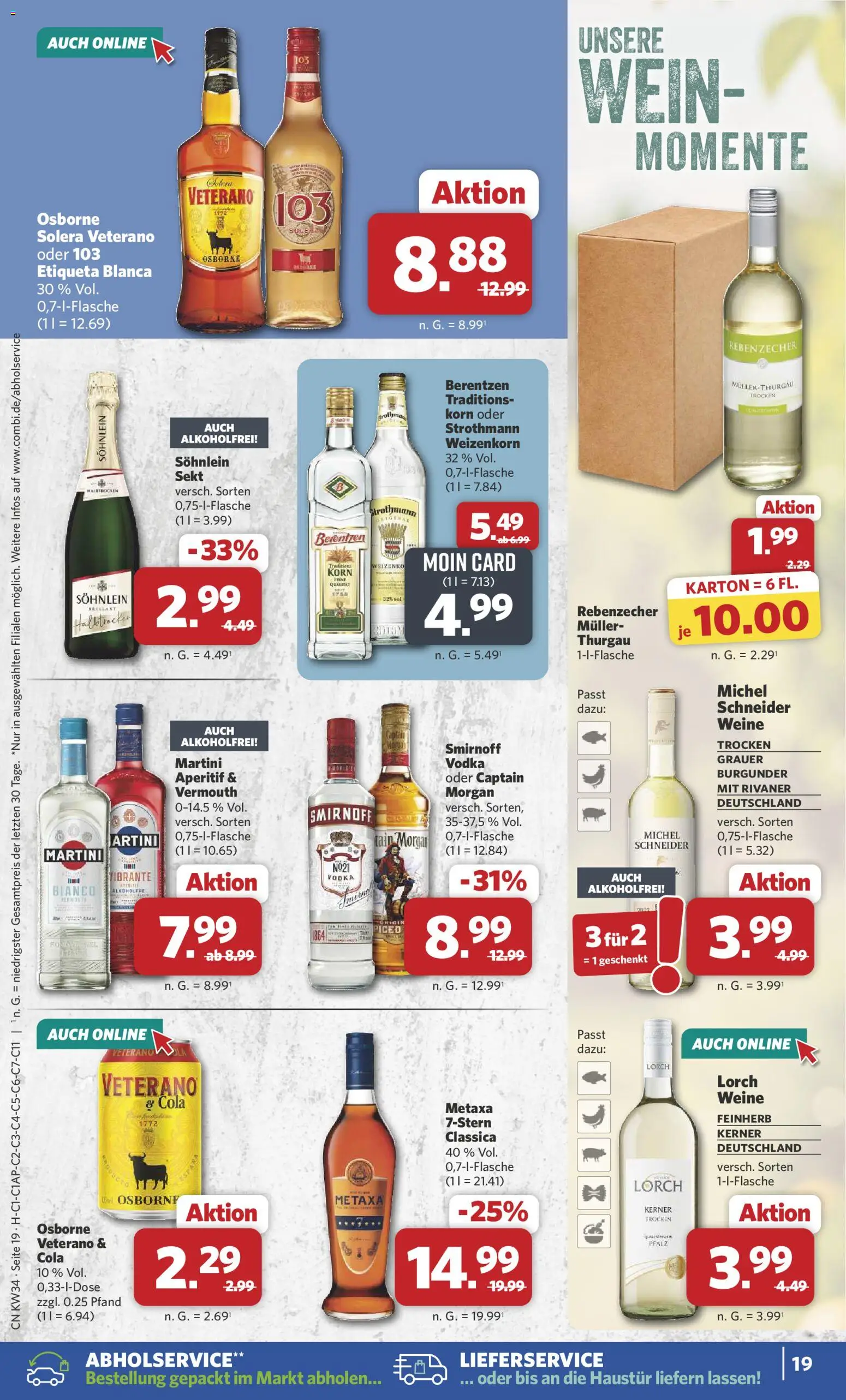 Combi Prospekt – gültig ab 17.08.2026 | Seite: 19 | Produkte: Osborne, Cola, Sekt, Metaxa